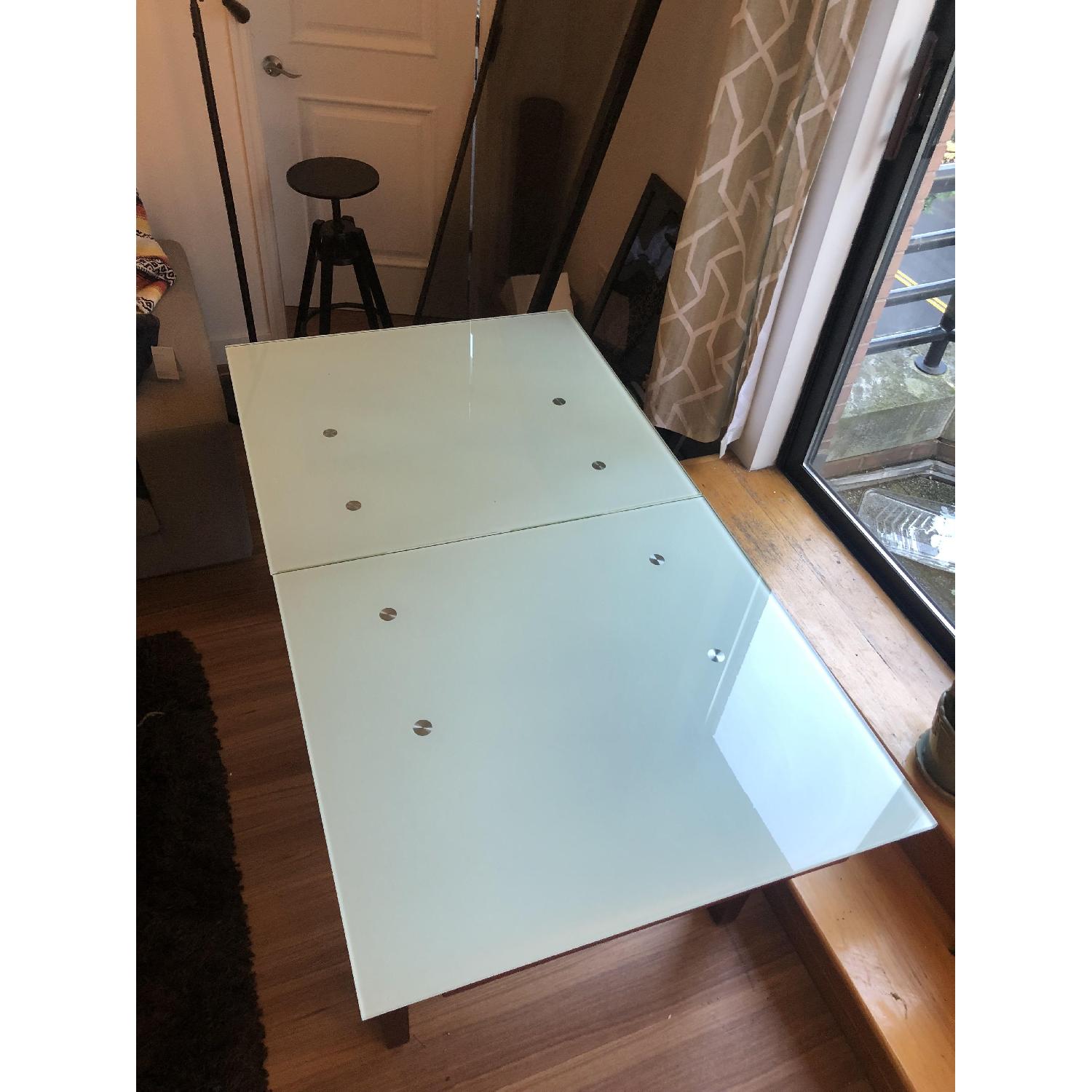 Glass Extendable Dining Table w/ Wood Center Leaf - image-4