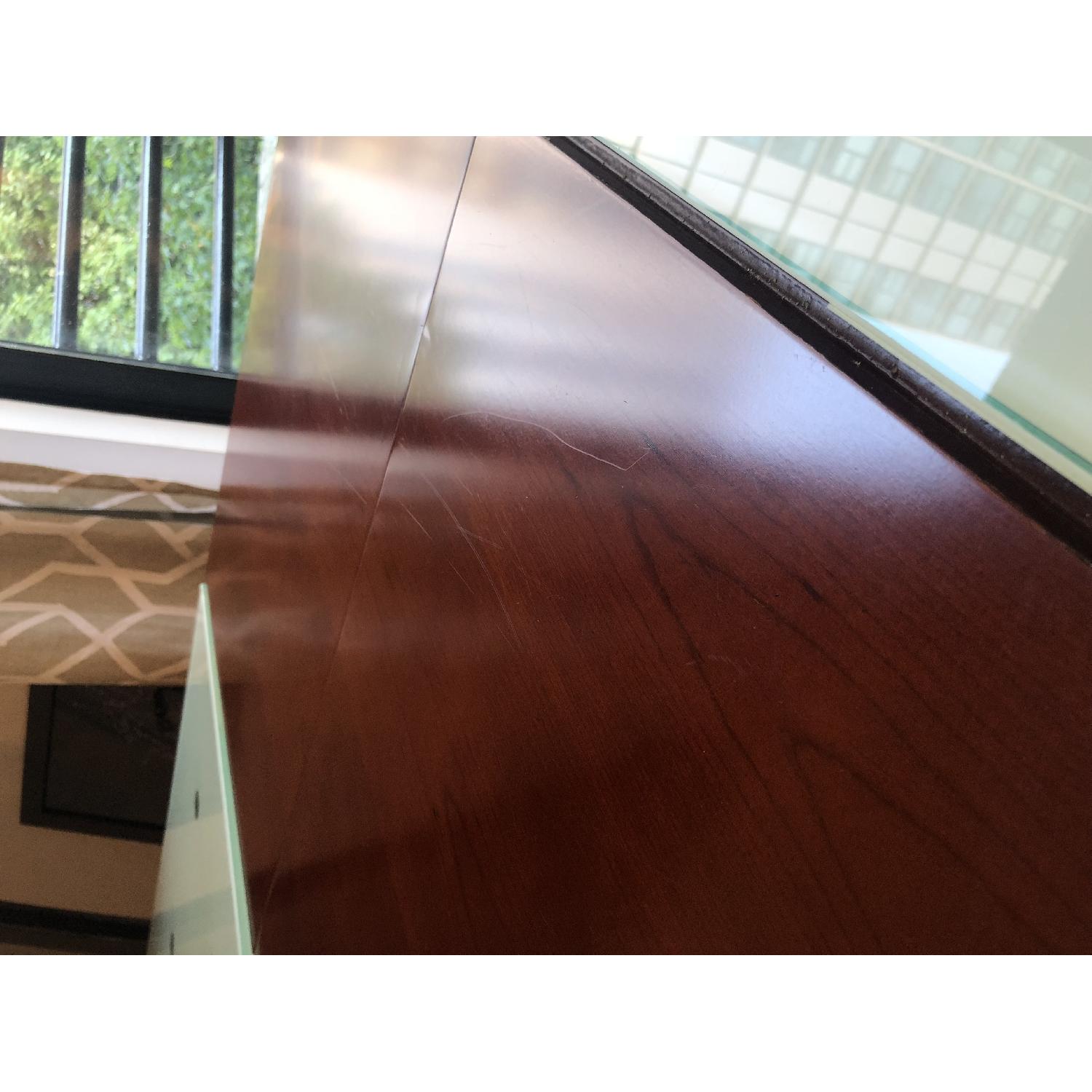 Glass Extendable Dining Table w/ Wood Center Leaf - image-5