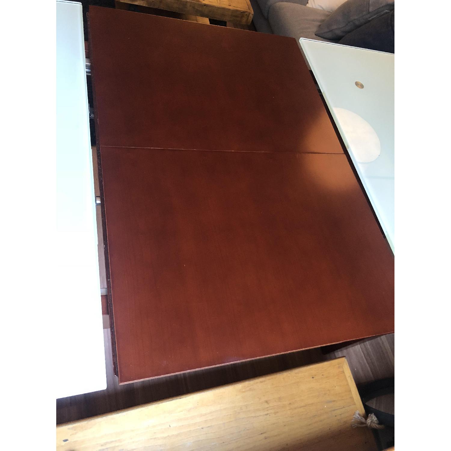 Glass Extendable Dining Table w/ Wood Center Leaf - image-6
