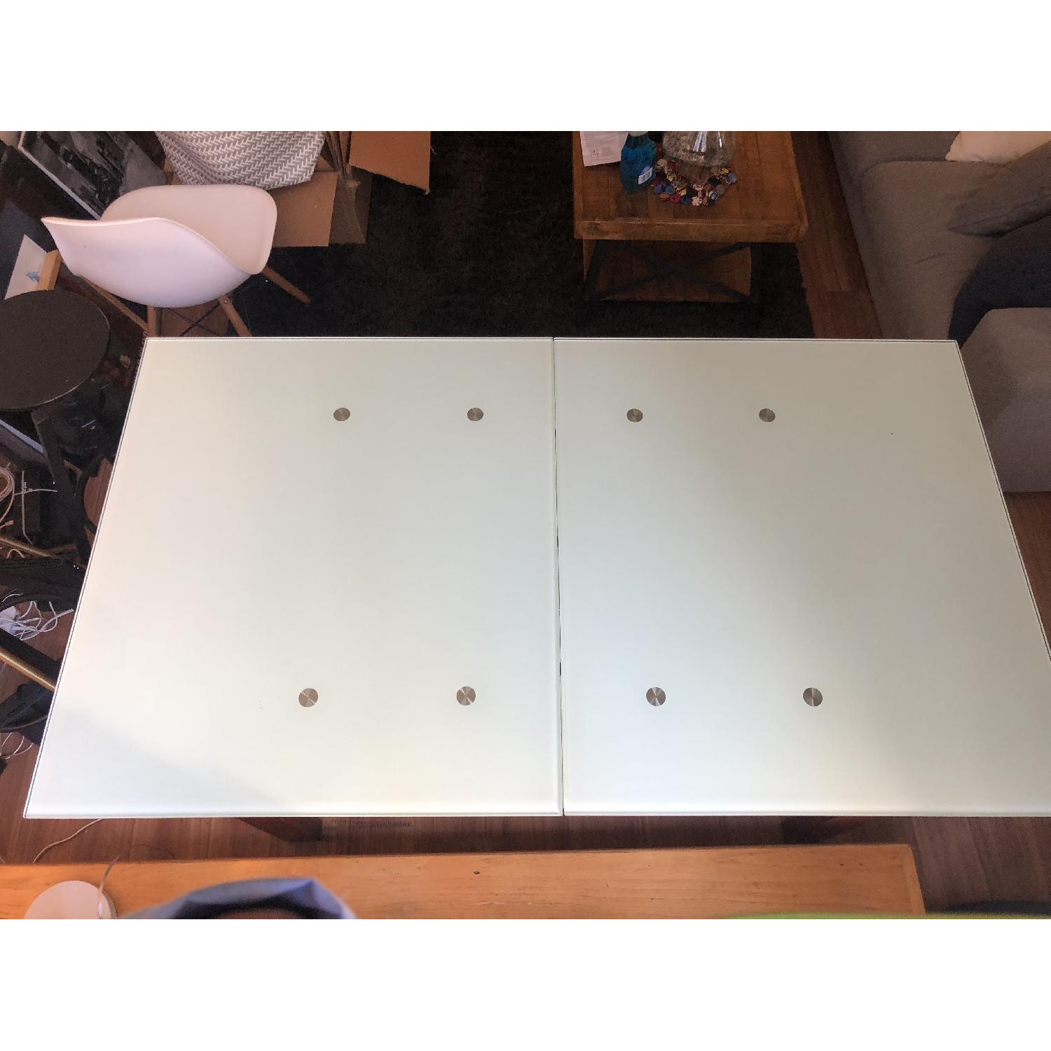 Glass Extendable Dining Table w/ Wood Center Leaf - image-9