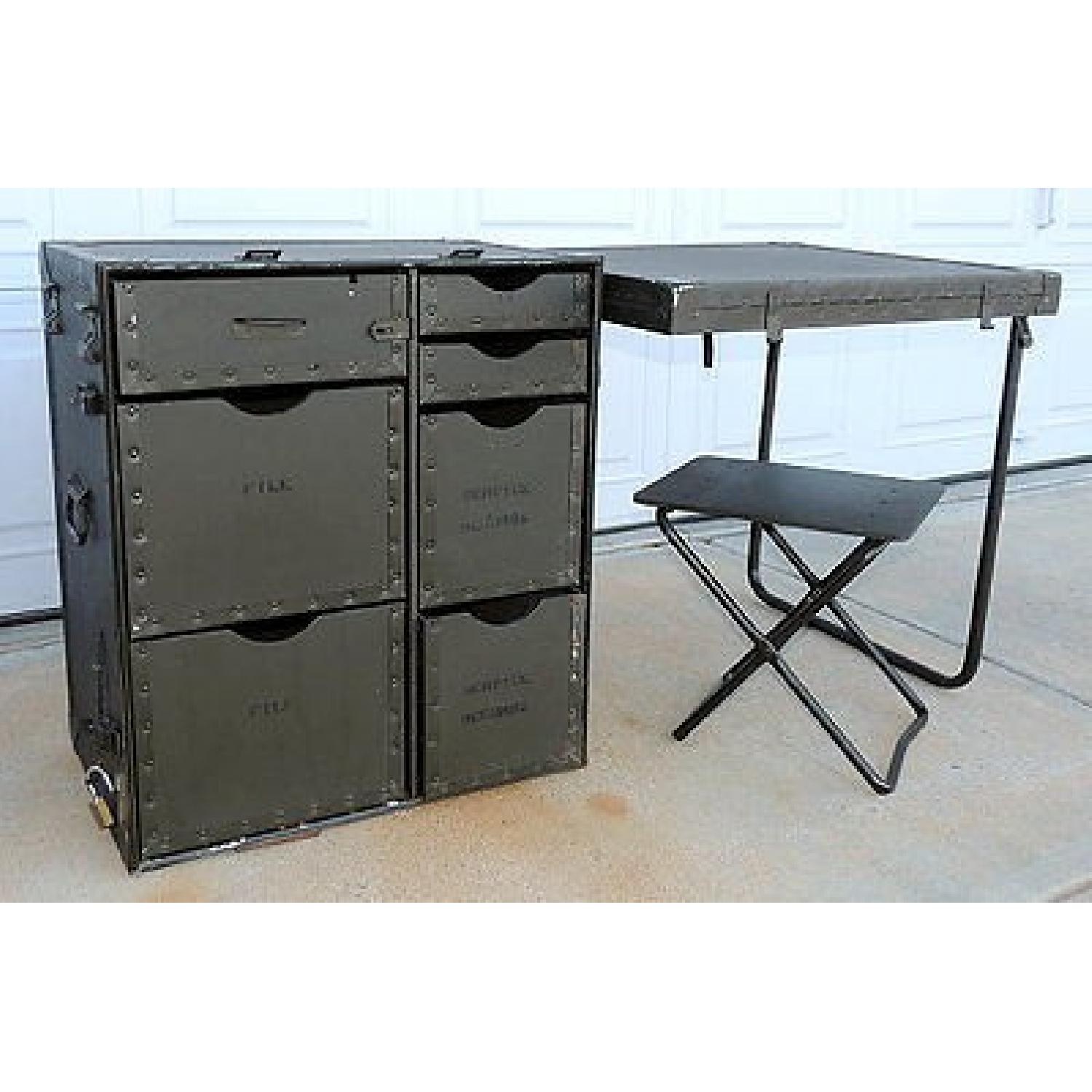 Vintage US Military Foldout Desk/Side Table - image-1