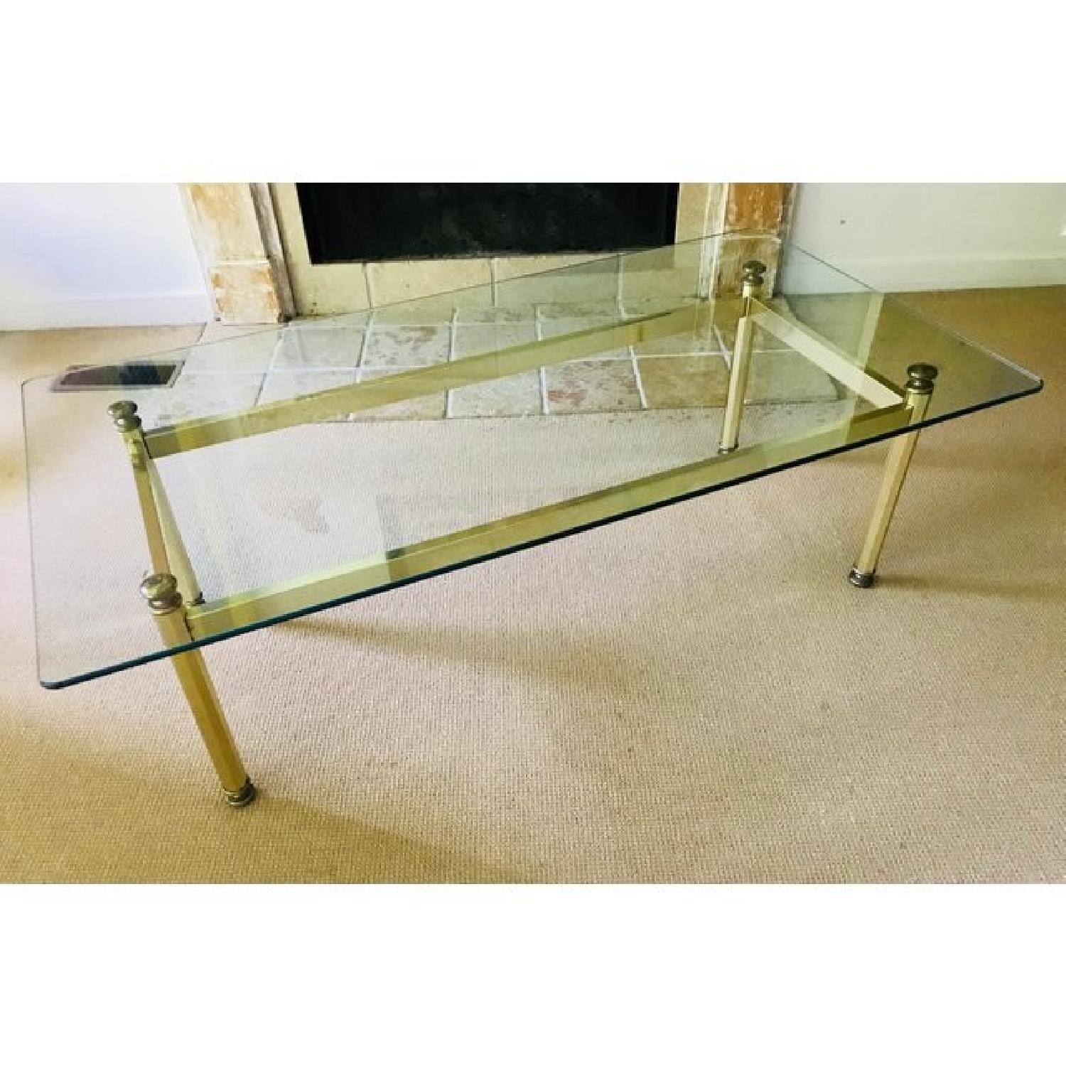 Hollywood Regency Brass & Glass Mid Century Coffee Table - image-1