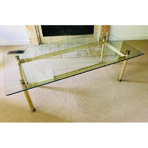Used Hollywood Regency Brass & Glass Mid Century Coffee Table for sale on AptDeco