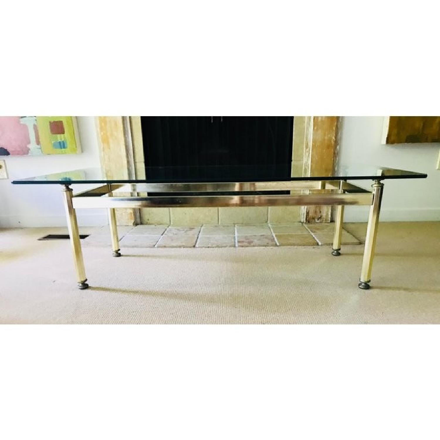 Hollywood Regency Brass & Glass Mid Century Coffee Table - image-2