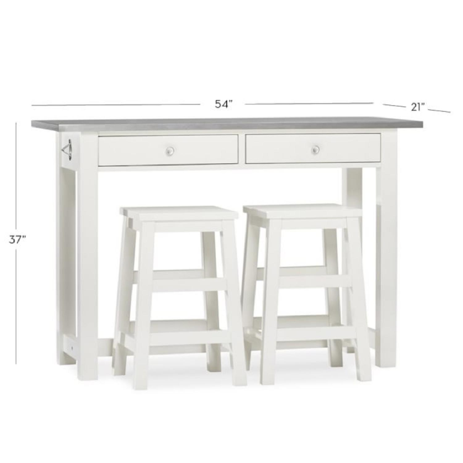 Pottery Barn Balboa Kitchen Island w/ 2 Stools - image-2