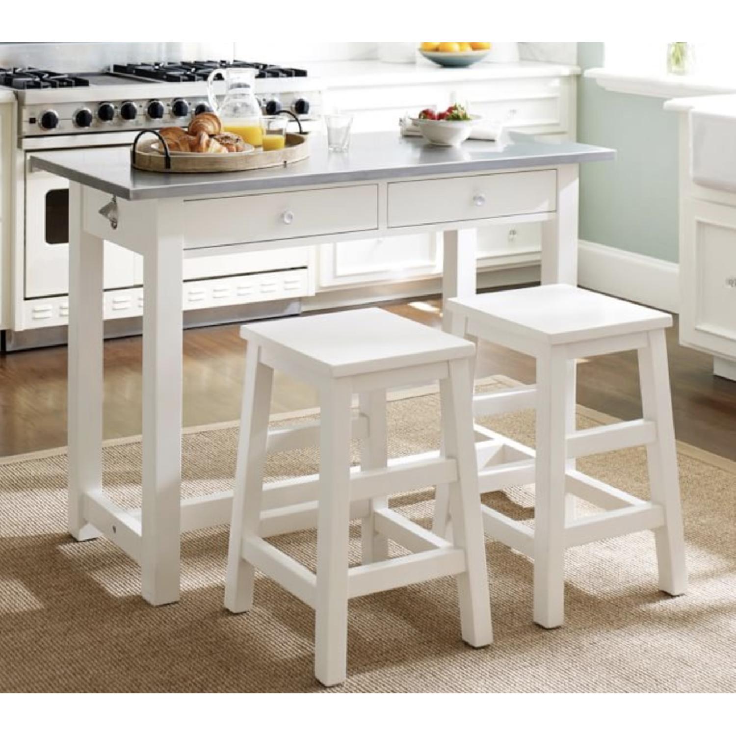 Pottery Barn Balboa Kitchen Island w/ 2 Stools - image-3