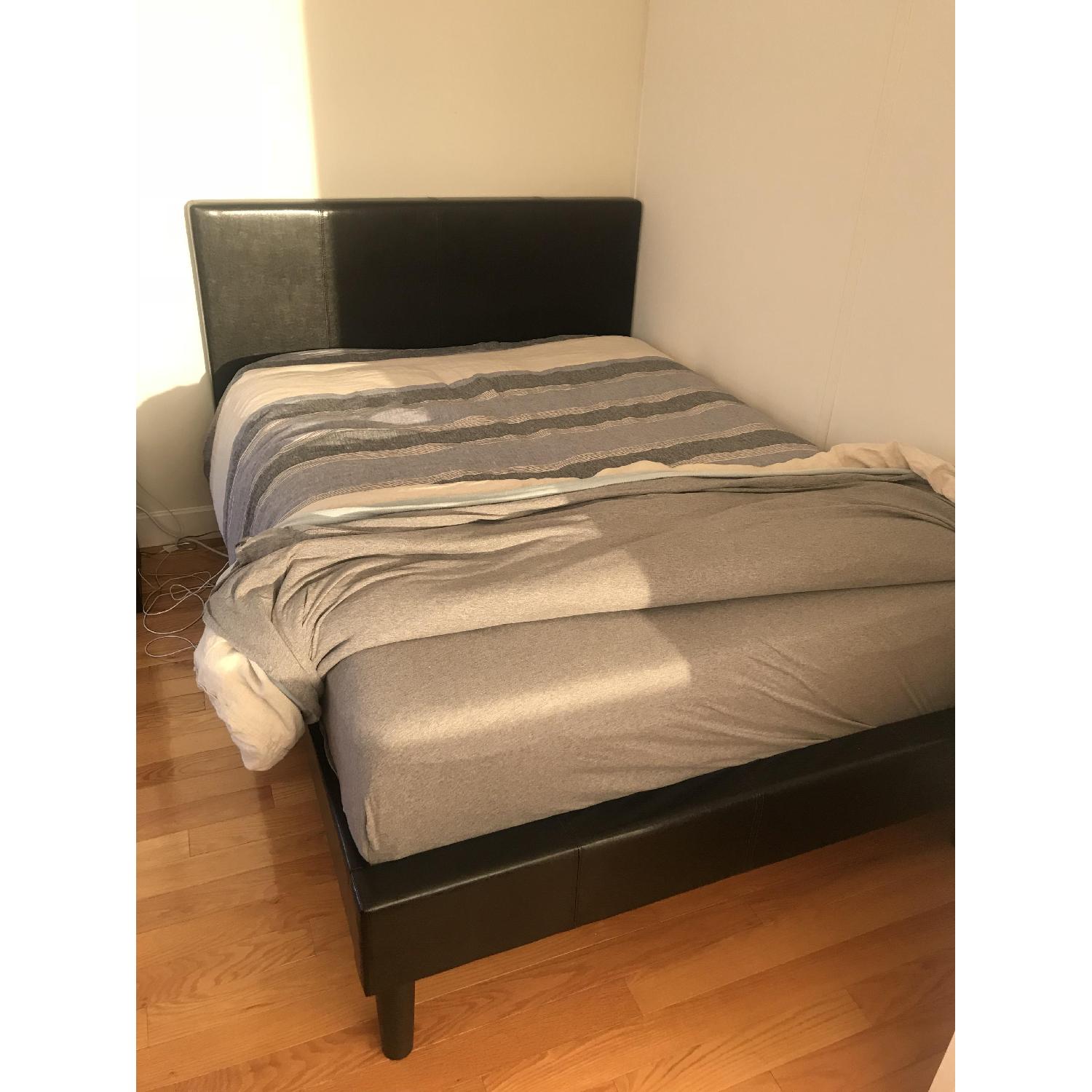 Zinus Faux Leather Upholstered Platform Bed w/ Wooden Slats AptDeco
