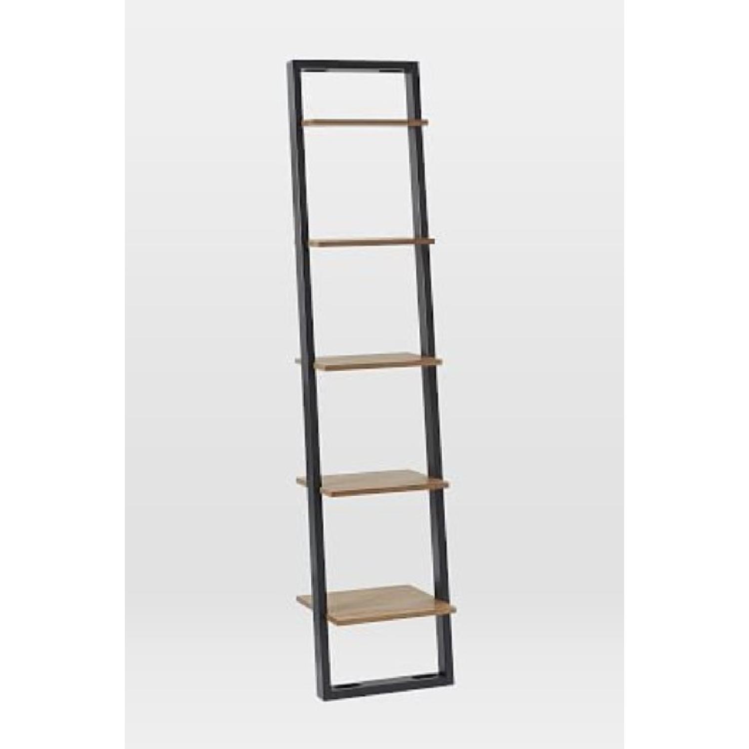 West Elm Narrow Ladder Leaning Bookshelf in Sand/Stone - image-1