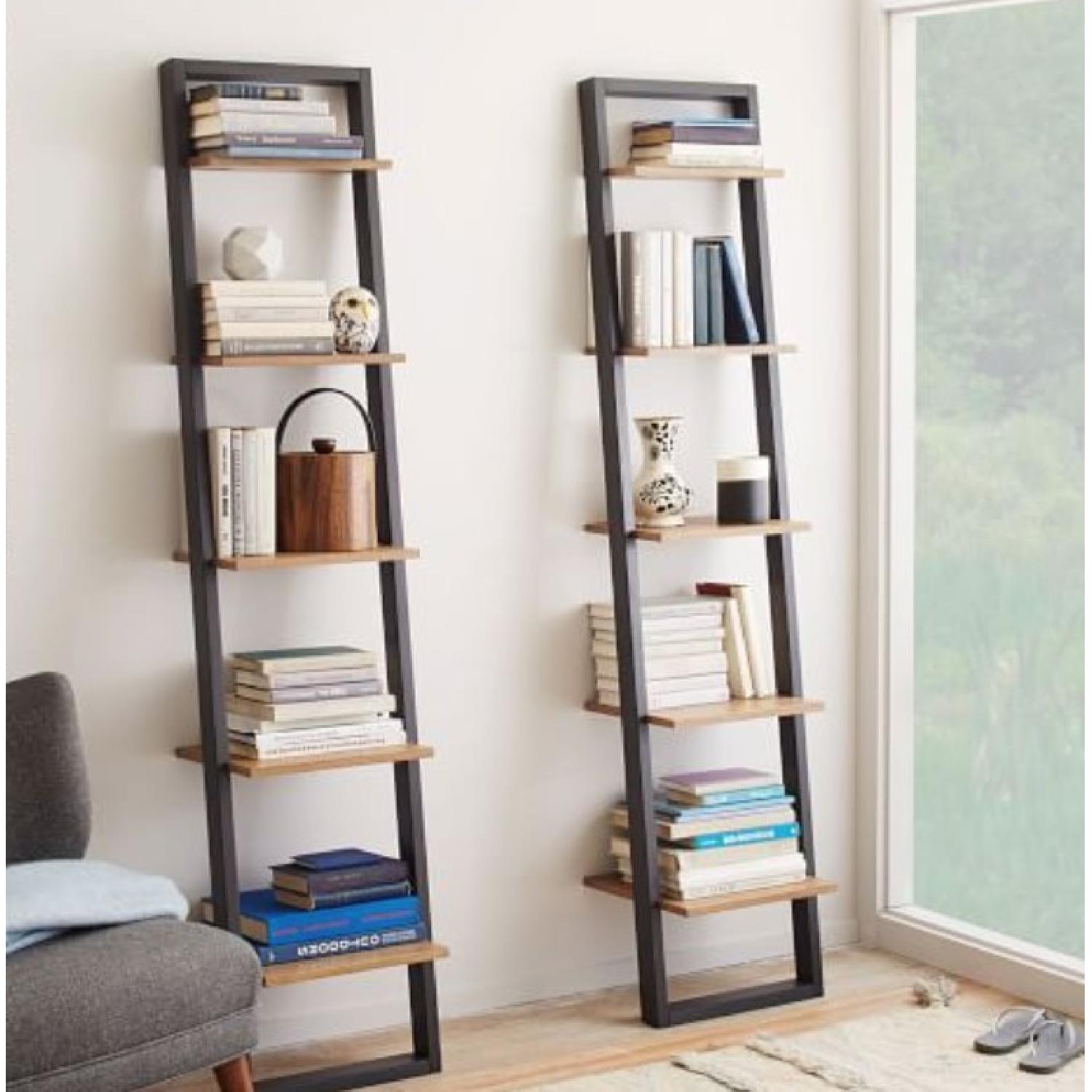 West Elm Narrow Ladder Leaning Bookshelf in Sand/Stone - image-2