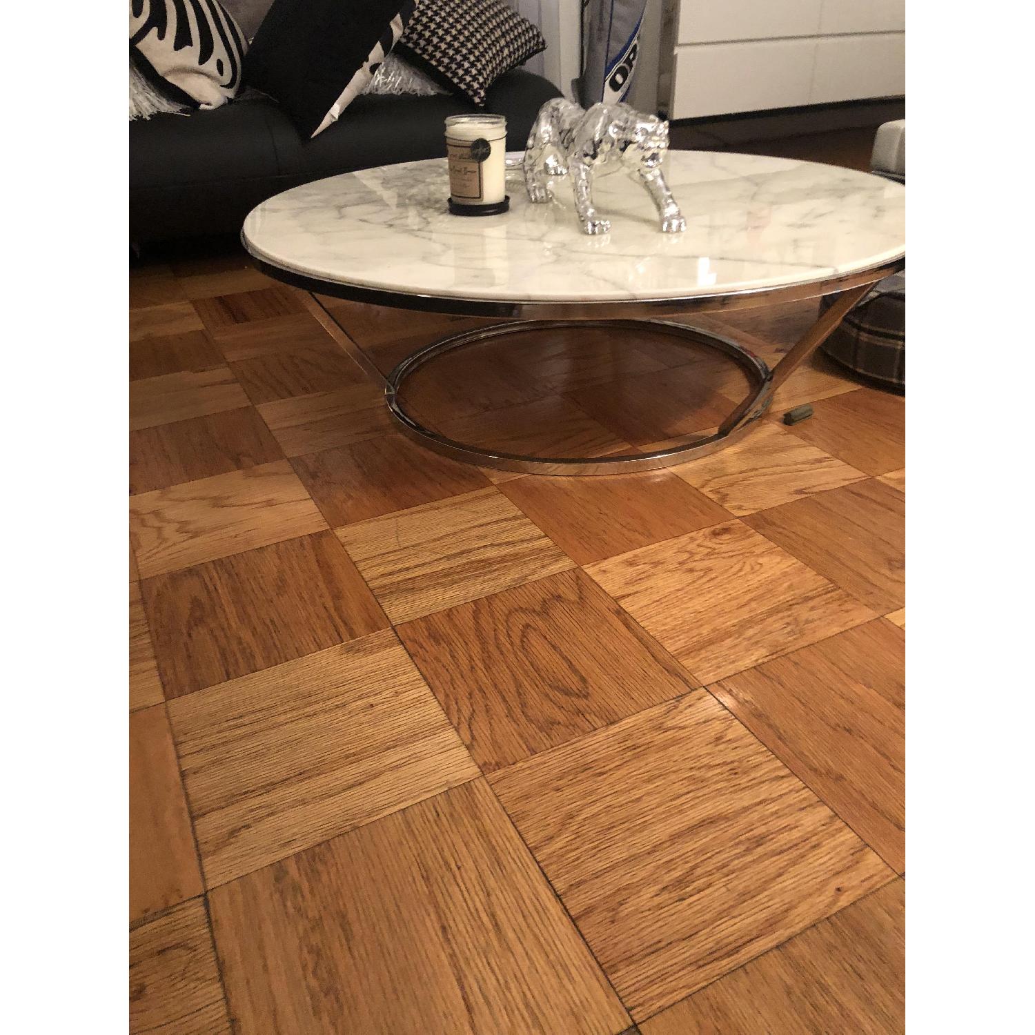 Safavieh White Marble Coffee Table w/ Chrome Base - image-1