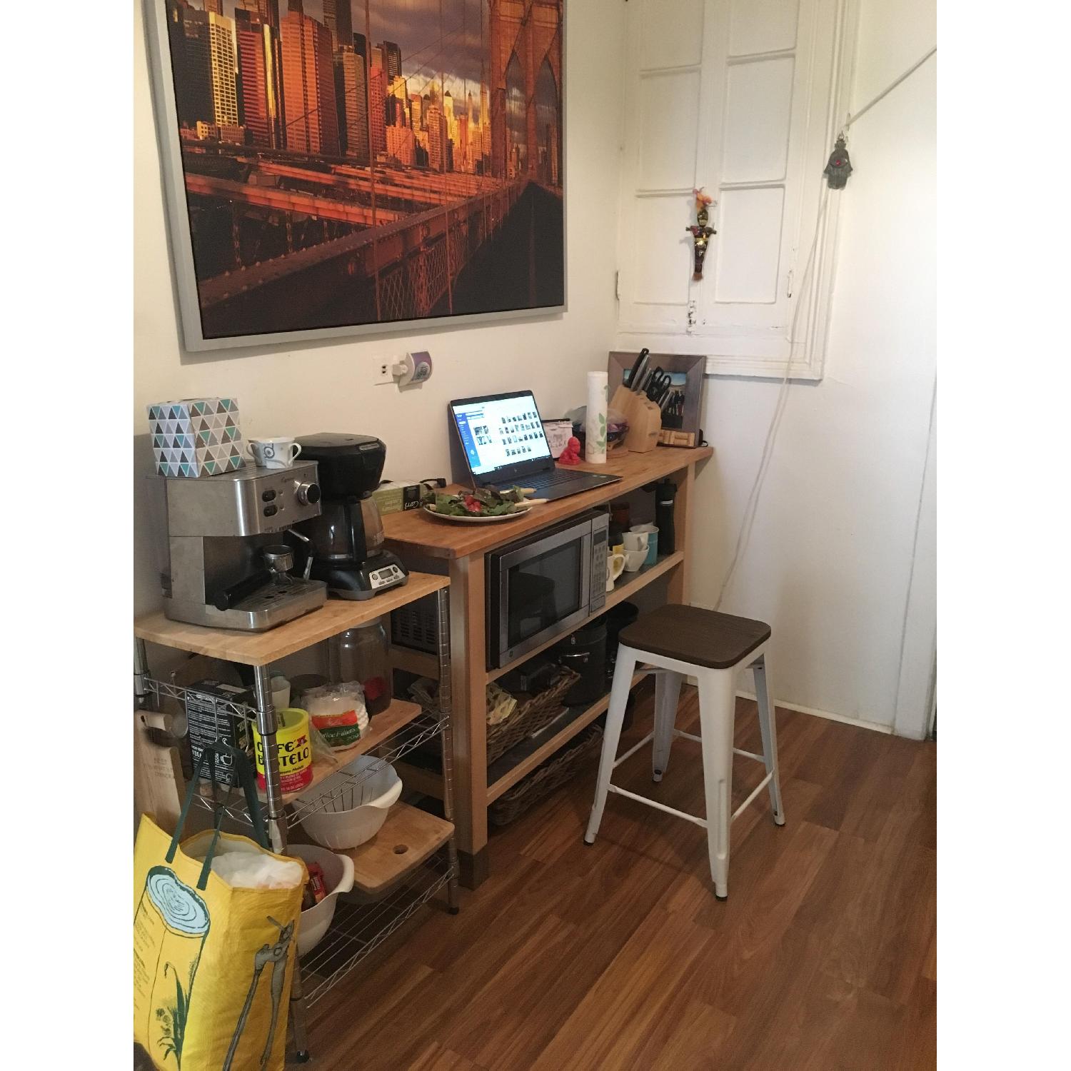 Ikea Varde Metal & Wooden Kitchen Island AptDeco