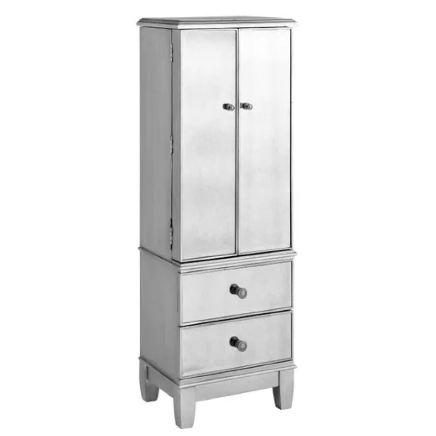 Pier 1 Mirrored Silver Jewelry Armoire AptDeco