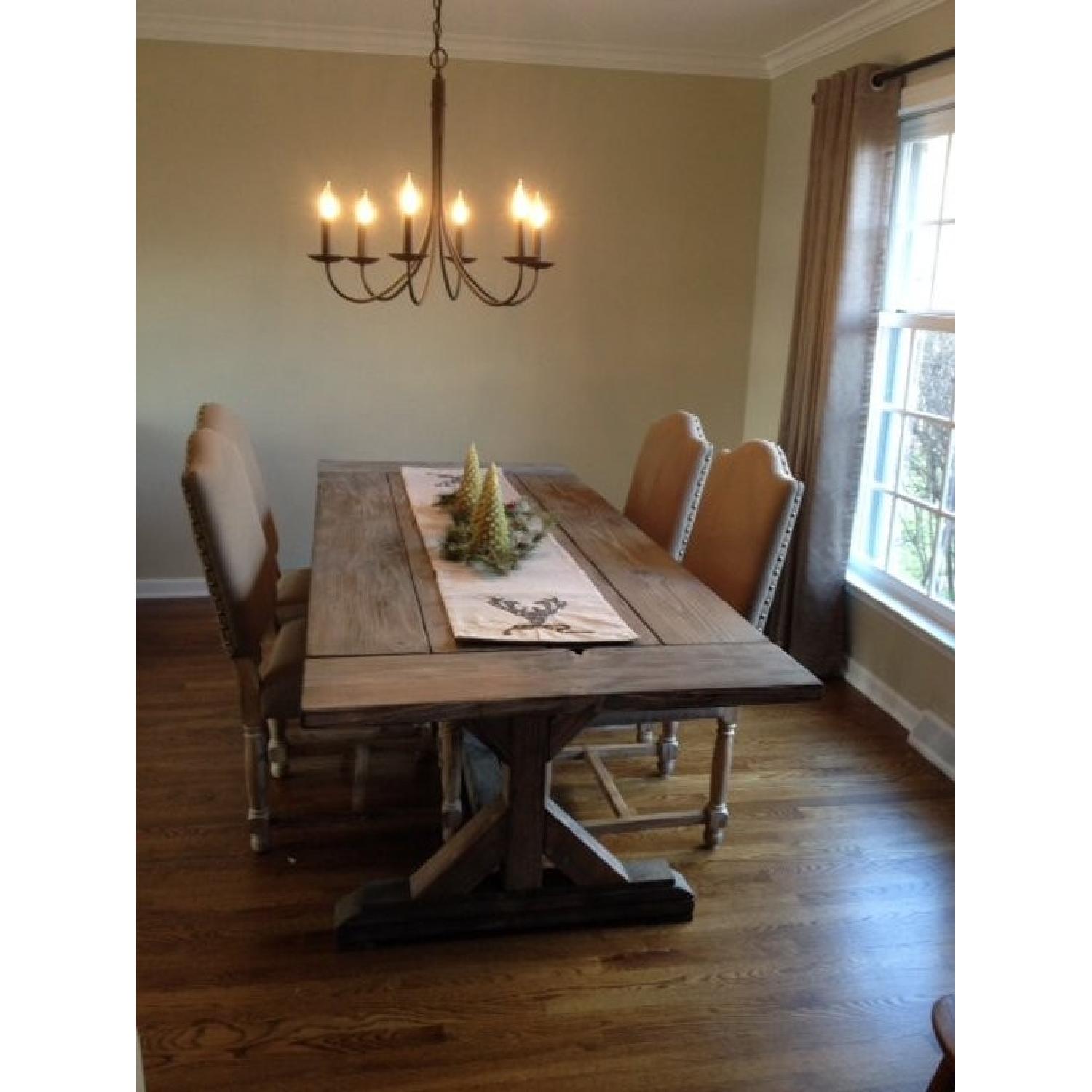 Custom Made Expandable Farmhouse Table w/ 2 Benches AptDeco