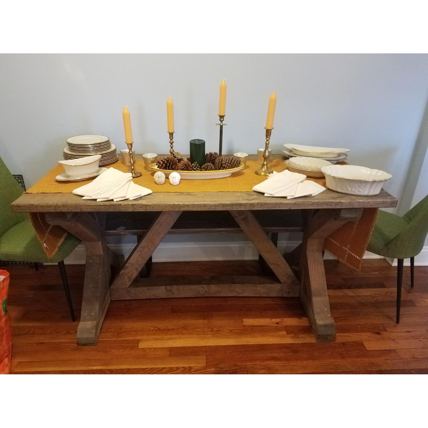 Custom Made Expandable Farmhouse Table w/ 2 Benches - image-2