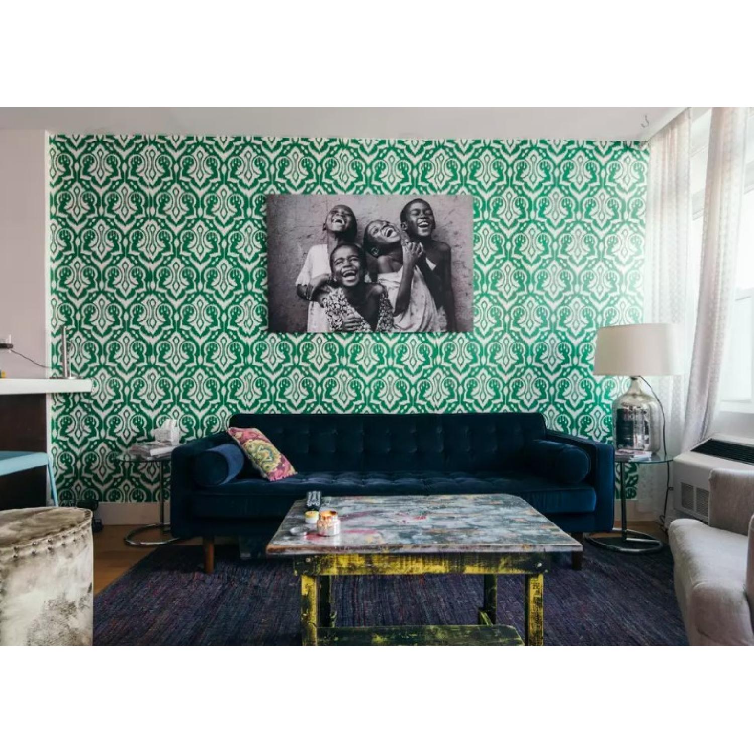 JCPenney Navy Blue Tufted Velvet Couch - image-1