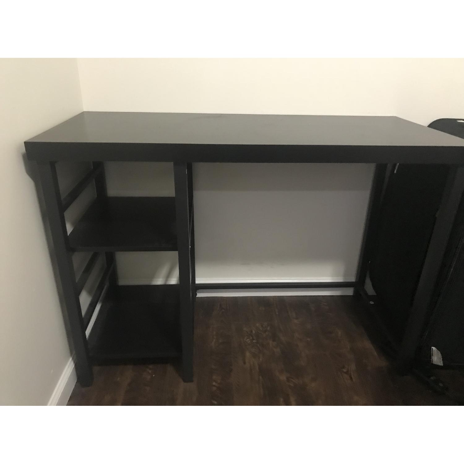 Black Metal Frame Computer Desk w/ Wood Top - image-1