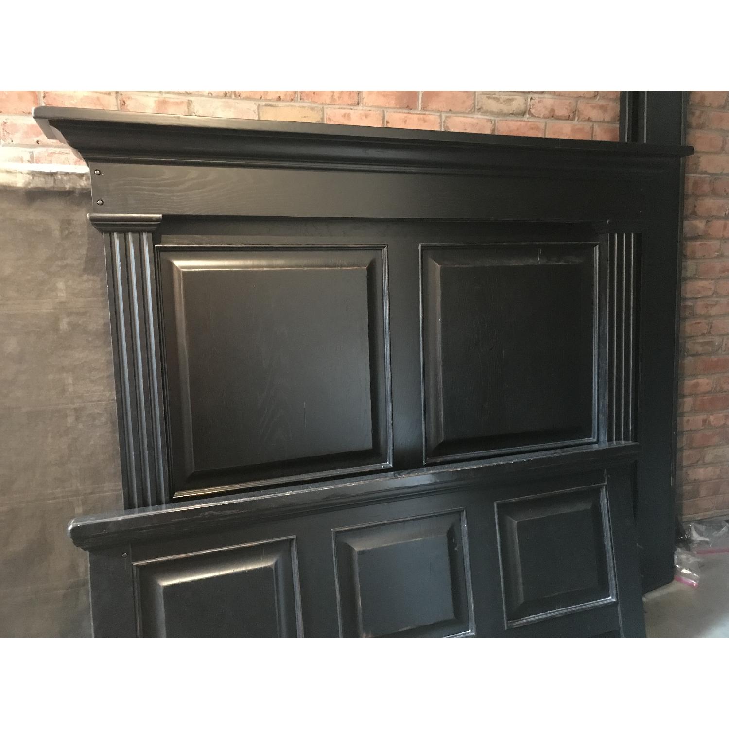 Black Queen Distressed Wood Sleigh Bed AptDeco