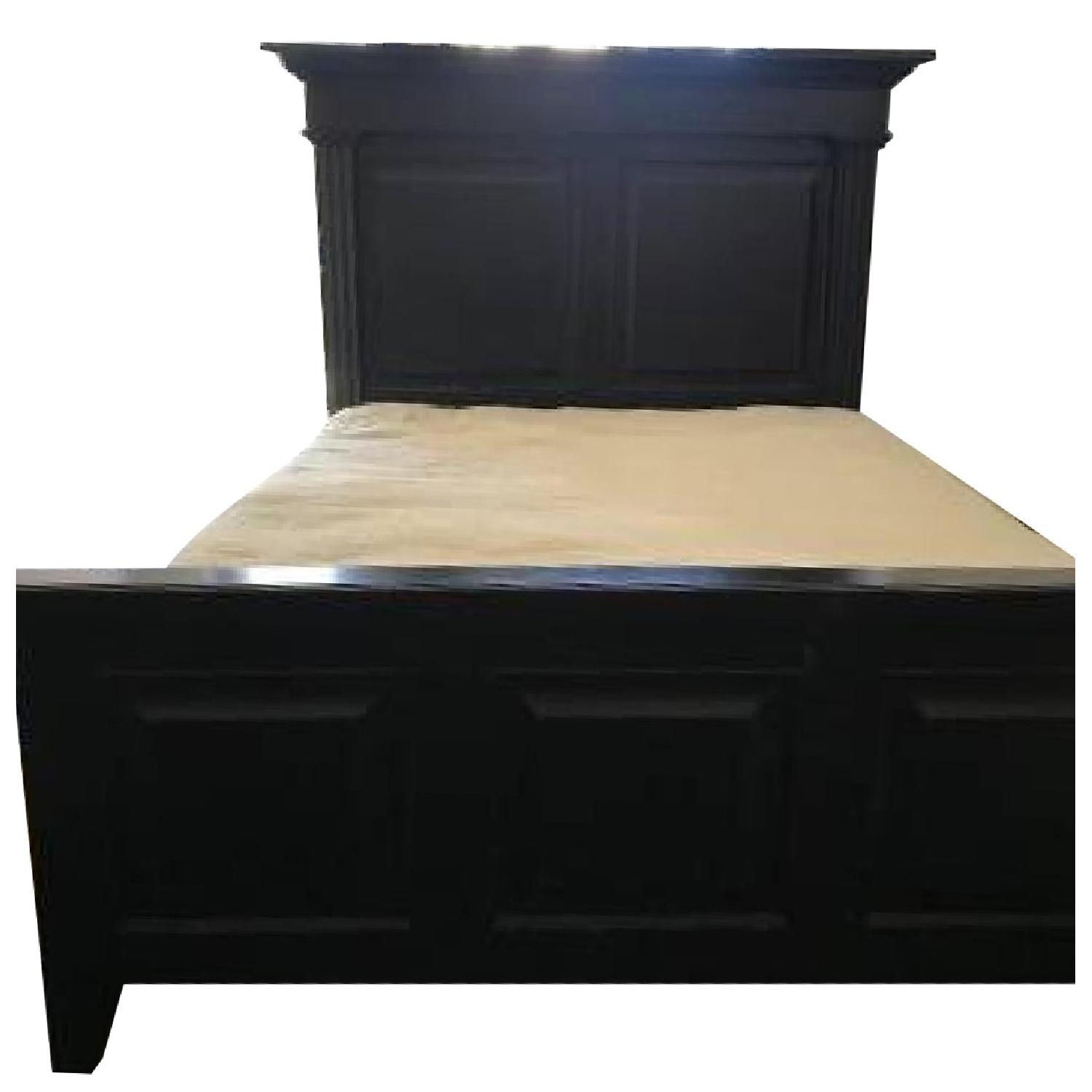 Black Queen Distressed Wood Sleigh Bed AptDeco