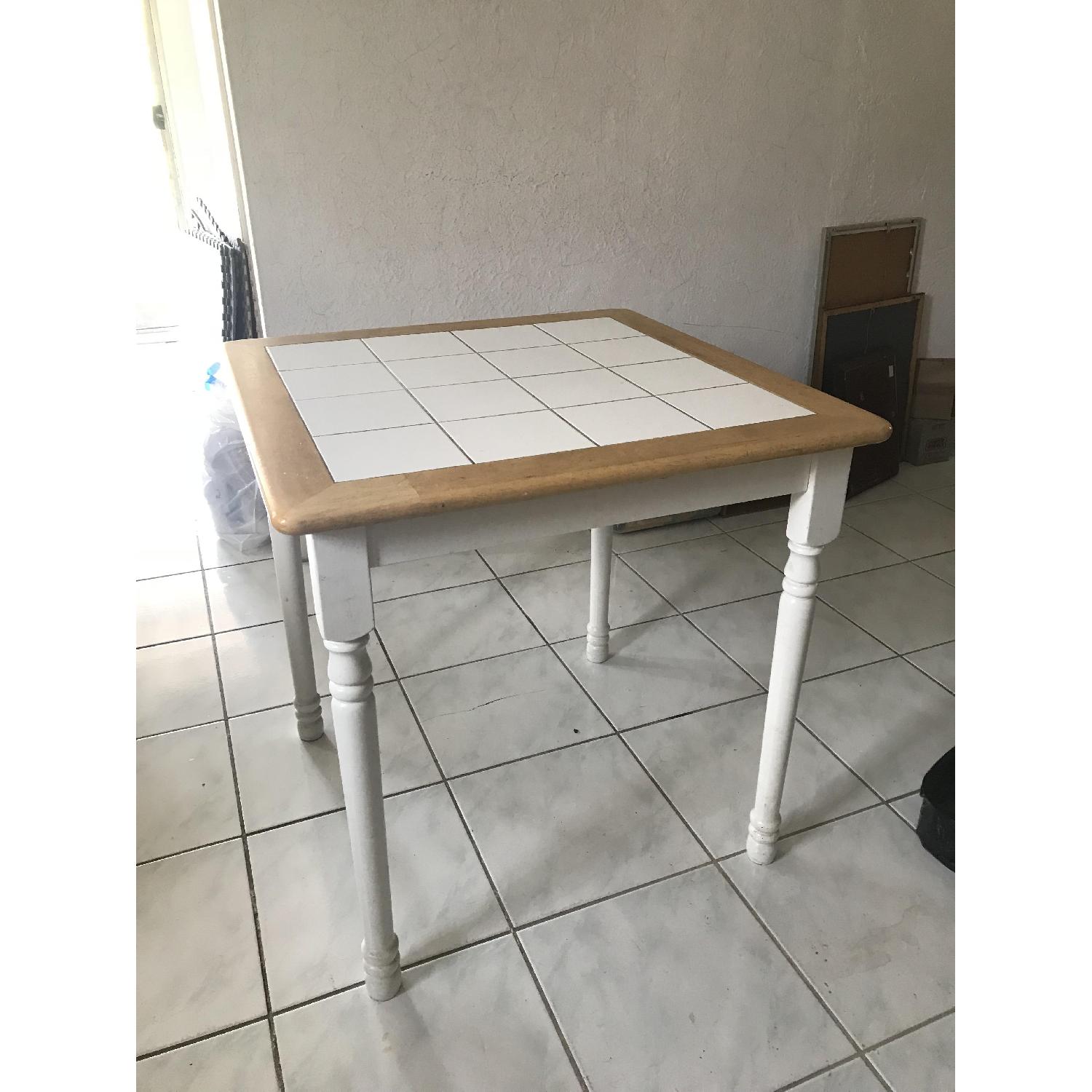 White Coffee Table w/ Tile Top - image-1