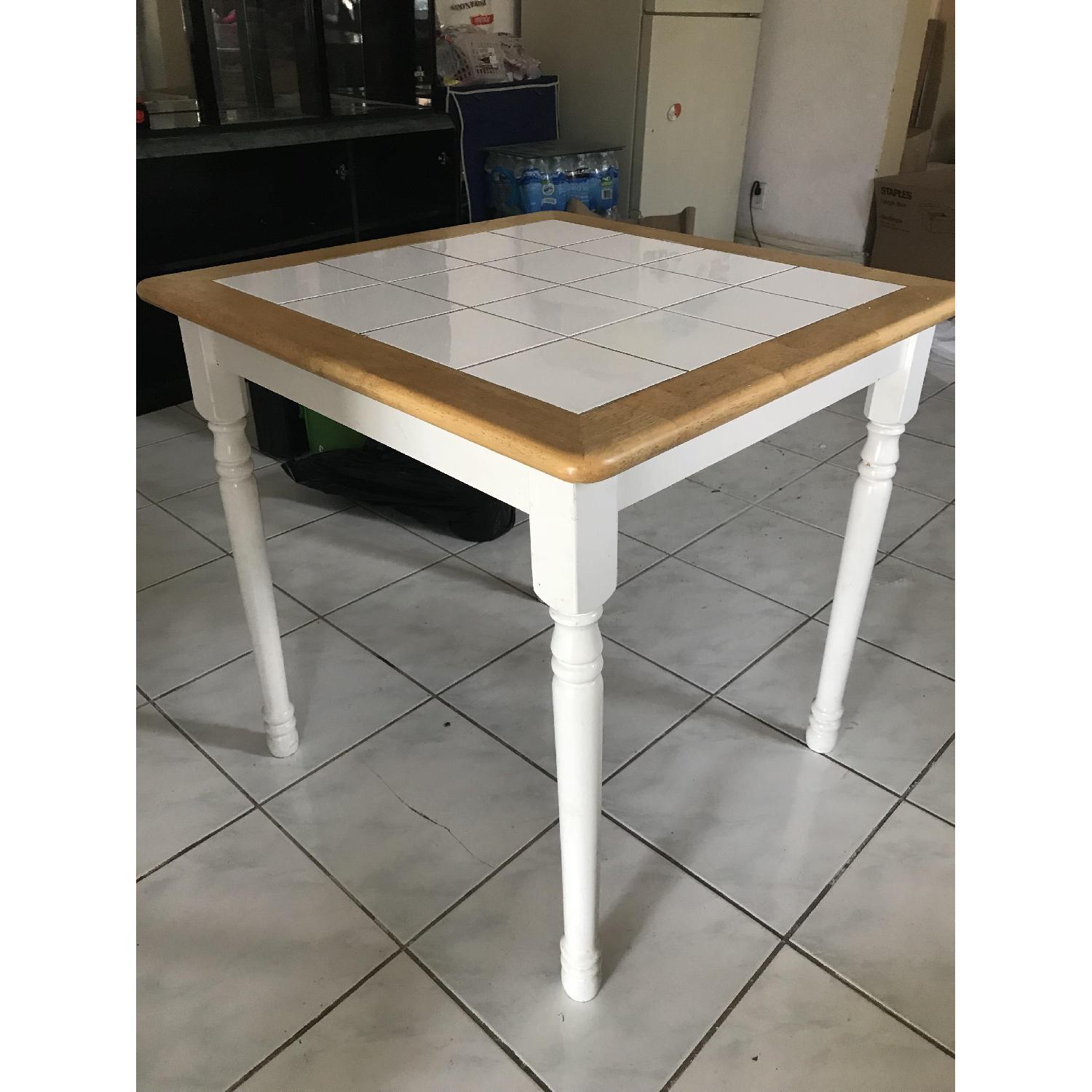 White Coffee Table w/ Tile Top - image-2