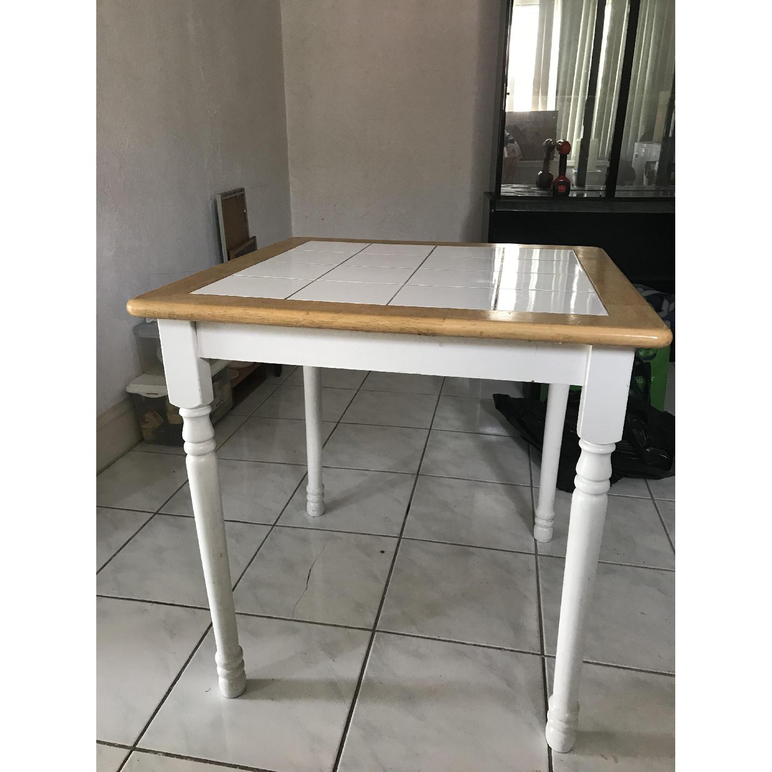 White Coffee Table w/ Tile Top - image-4