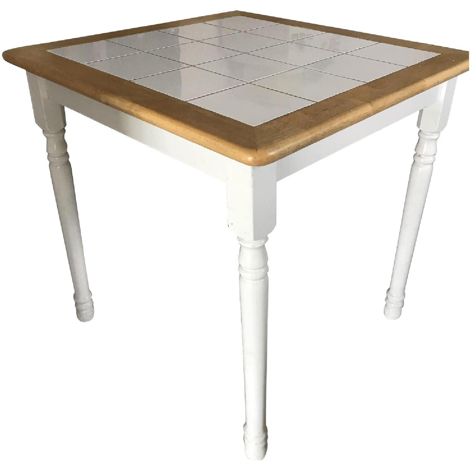 White Coffee Table w/ Tile Top - image-0