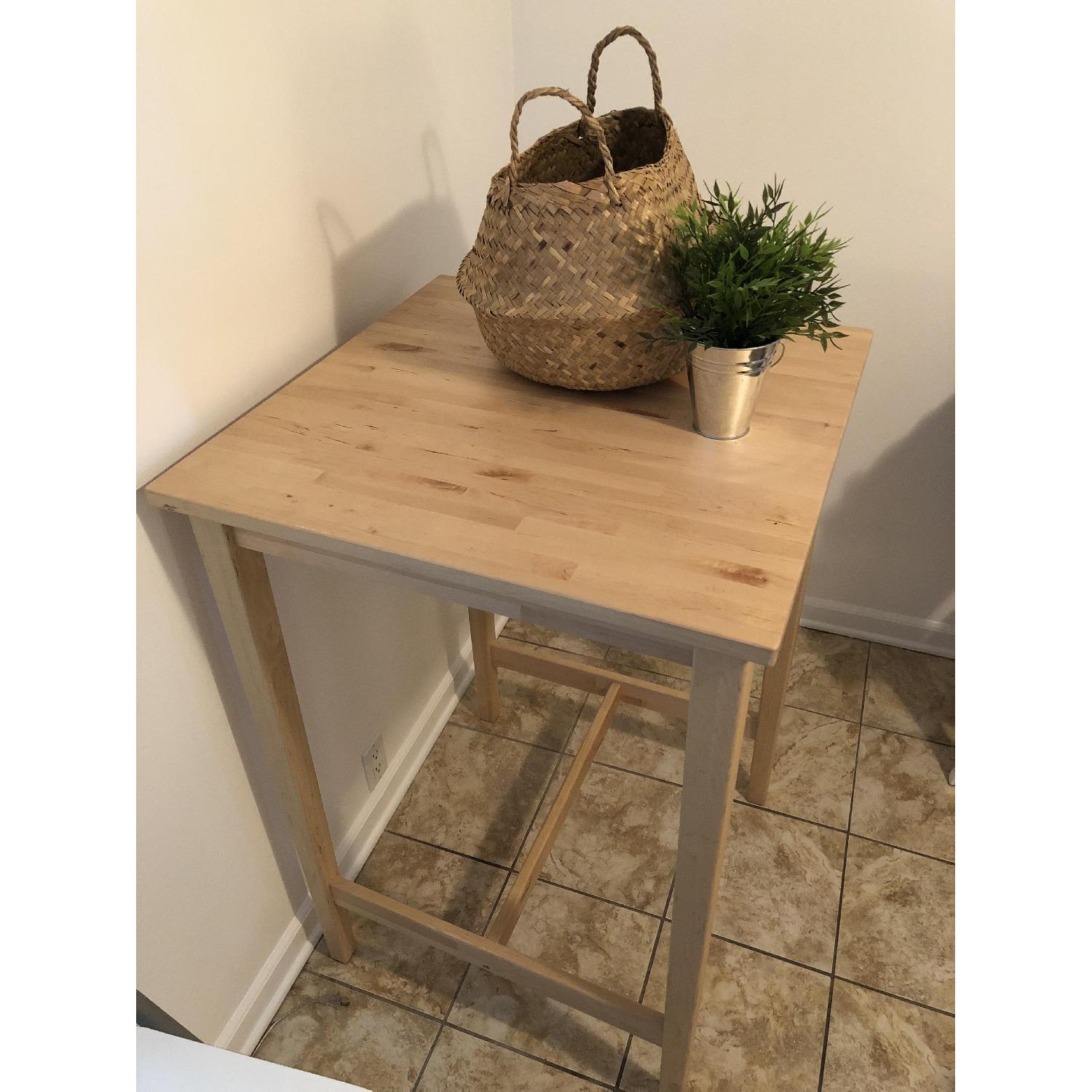 Ikea Bjorkudden Tall Bar Table/Desk w/ 2 Franklin Stools AptDeco