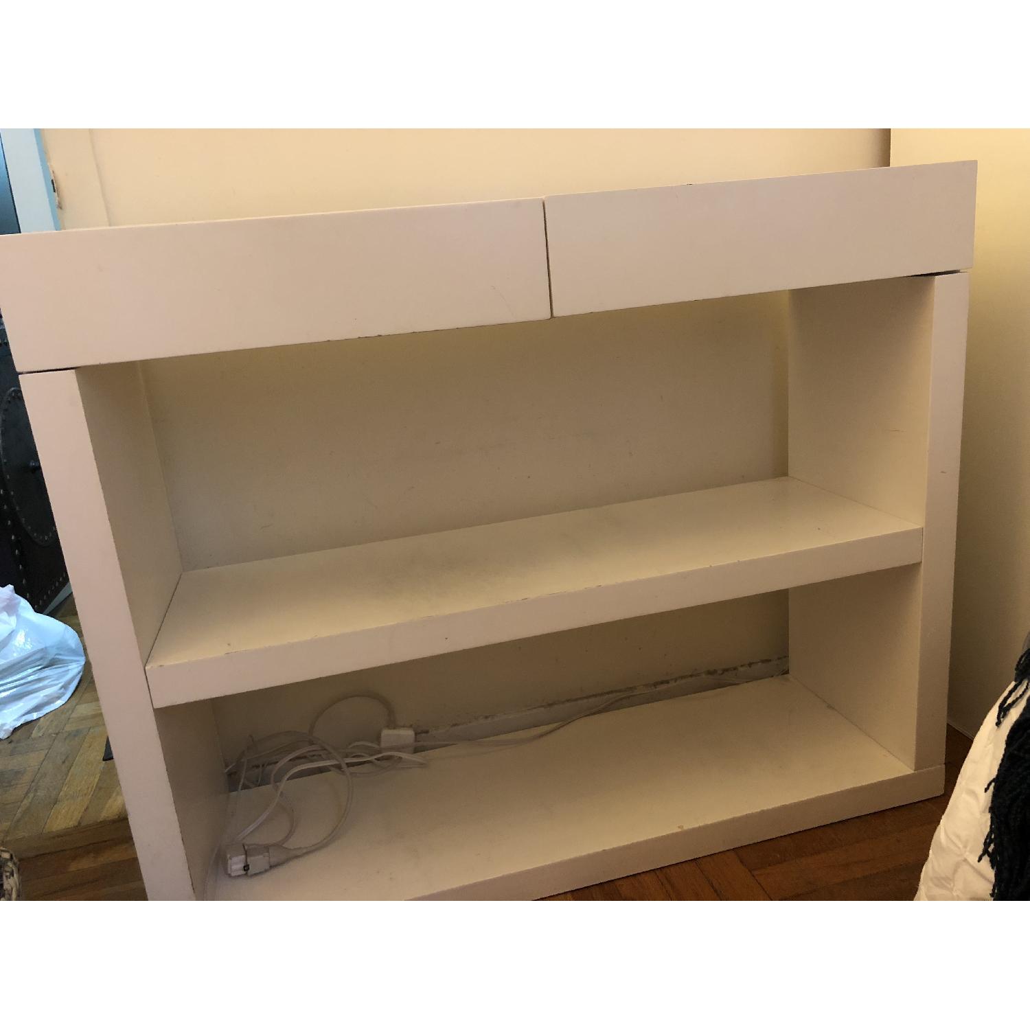 West Elm White Wood Bookshelf Console AptDeco