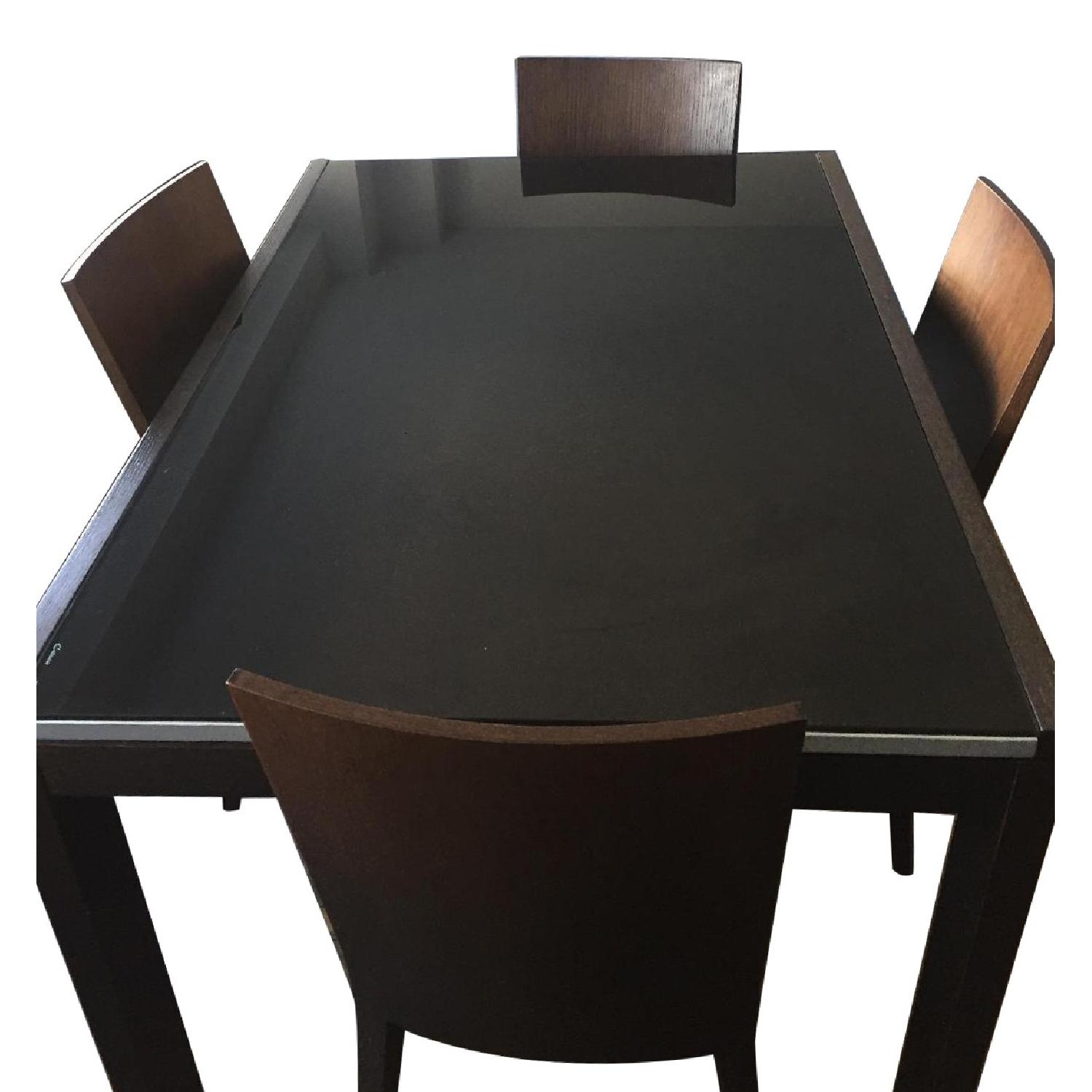 Calligaris Expandable Wood & Glass Dining Table w/ 4 Chairs - AptDeco