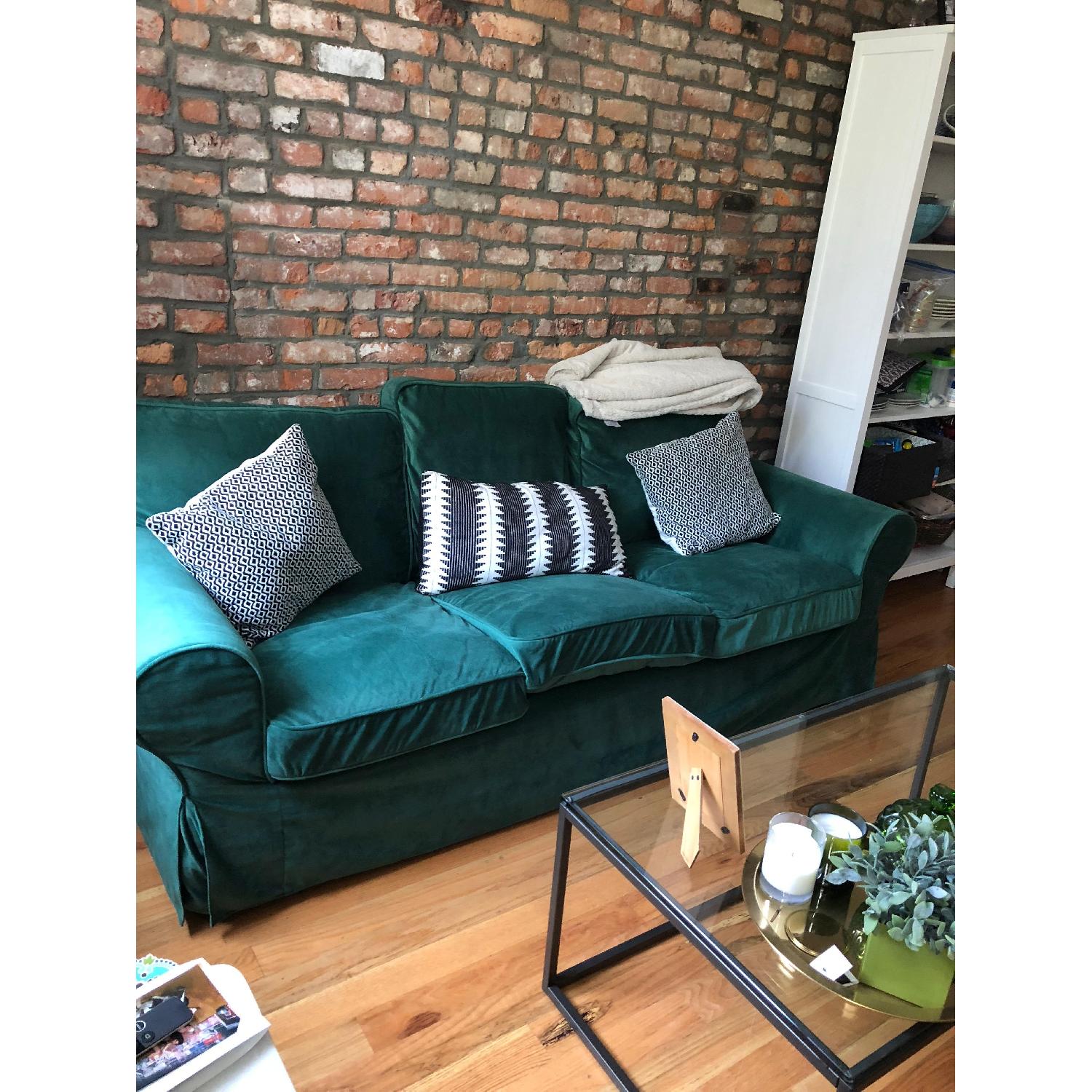Ikea Ektorp Sofa w/ Custom Velvet Slip Covers - image-2