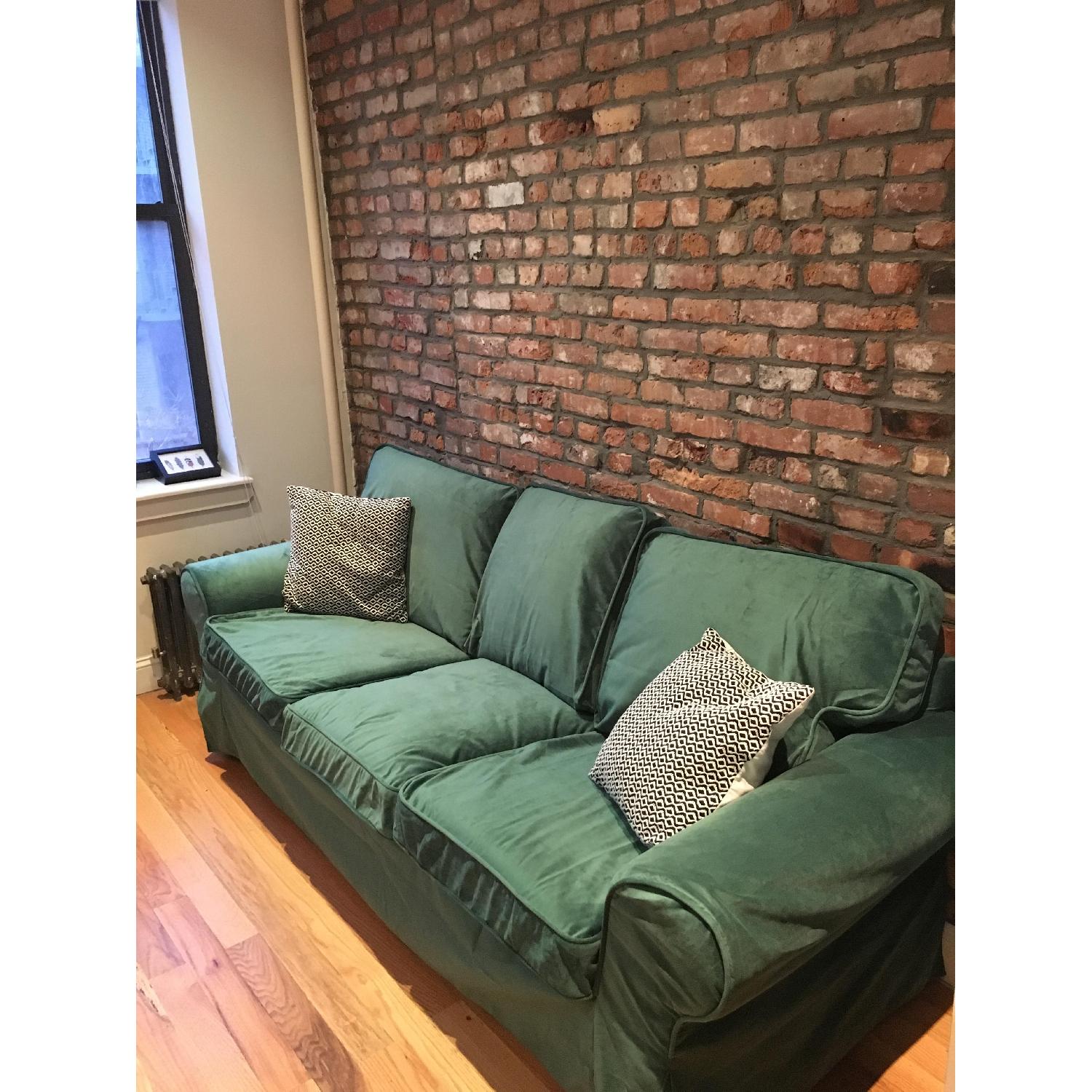 Ikea Ektorp Sofa w/ Custom Velvet Slip Covers AptDeco