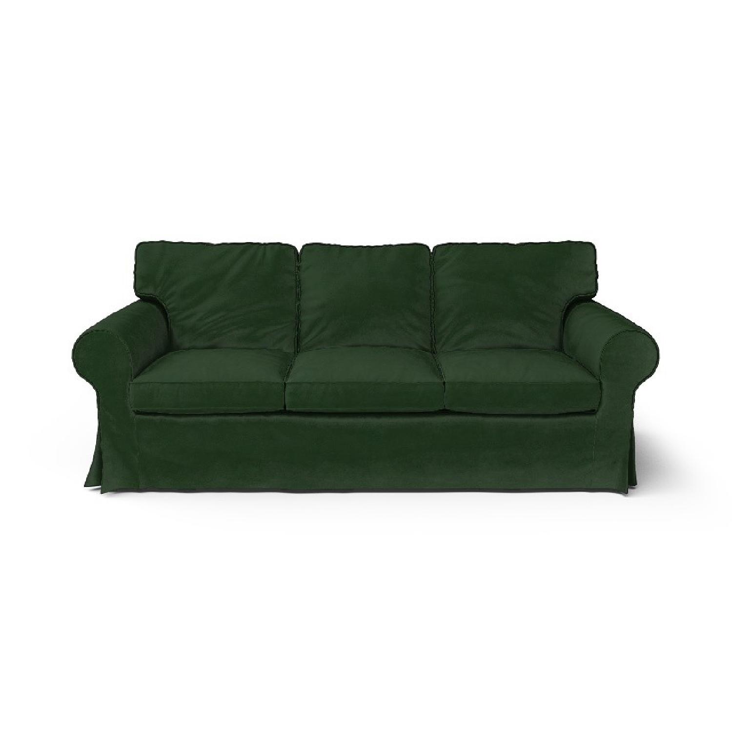 Ikea Ektorp Sofa w/ Custom Velvet Slip Covers AptDeco