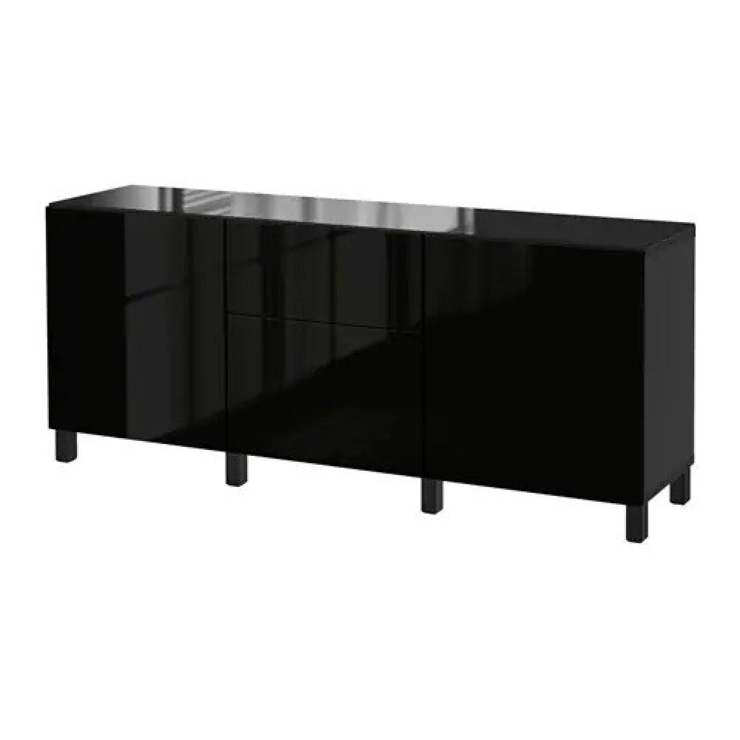 Ikea Besta Storage Unit in High Gloss Black AptDeco