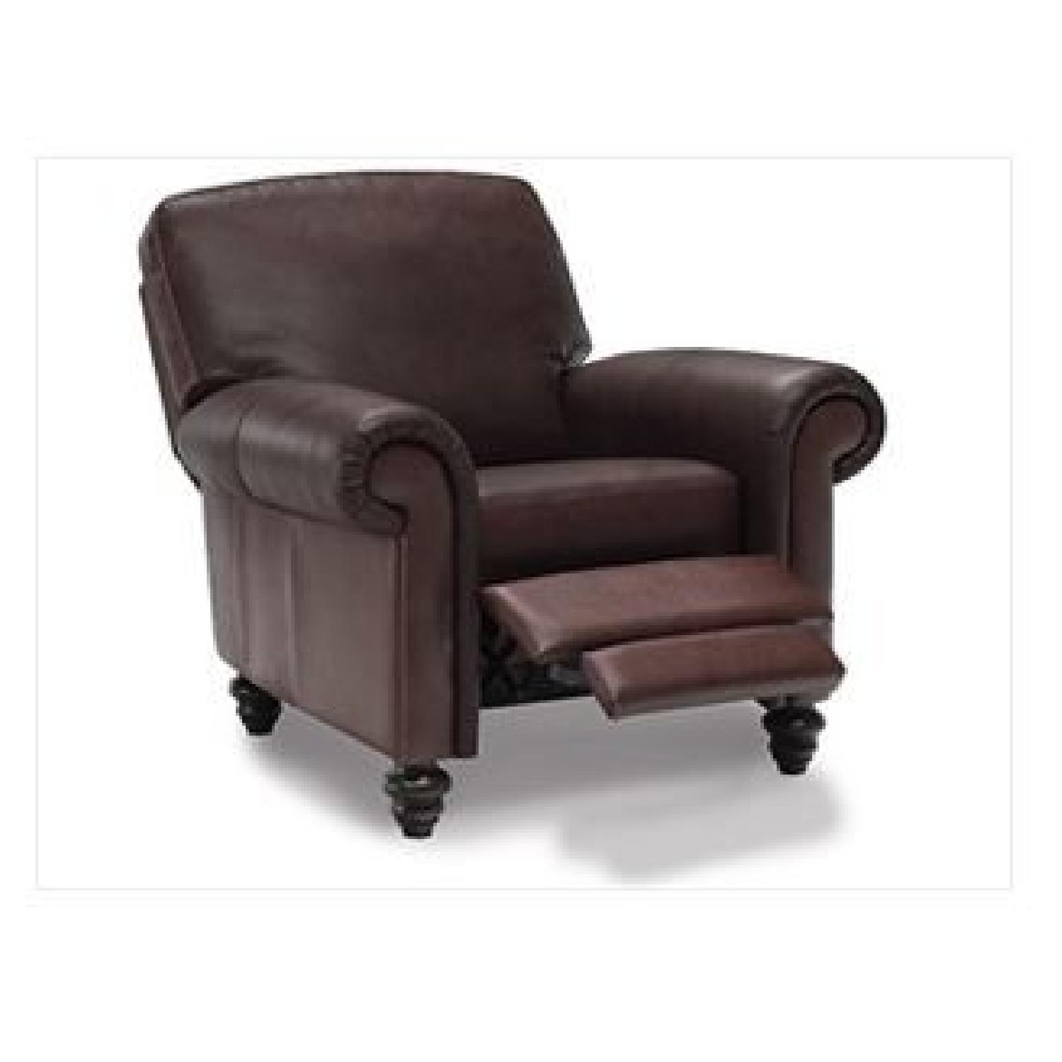 Natuzzi Scottsdale Brown Leather Sofa + Reclining Armchair - image-2