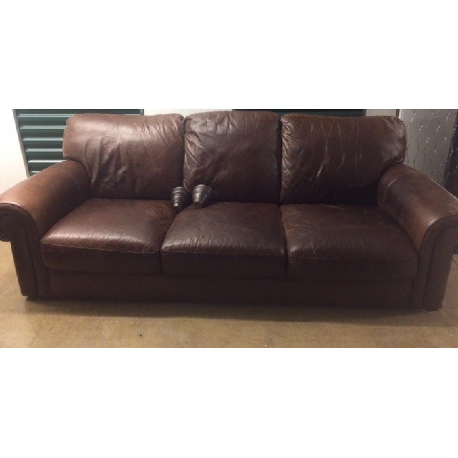 Natuzzi Scottsdale Brown Leather Sofa + Reclining Armchair - image-3
