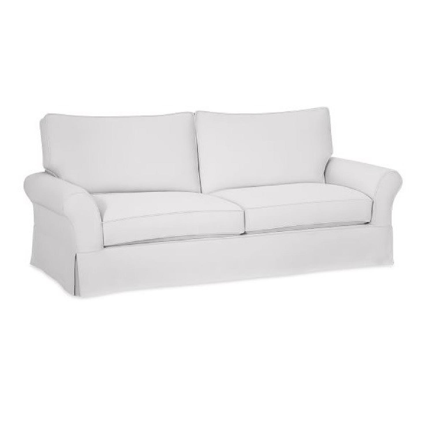 Pottery Barn Comfort Roll Arm White Twill Slipcovered Sofa - image-3