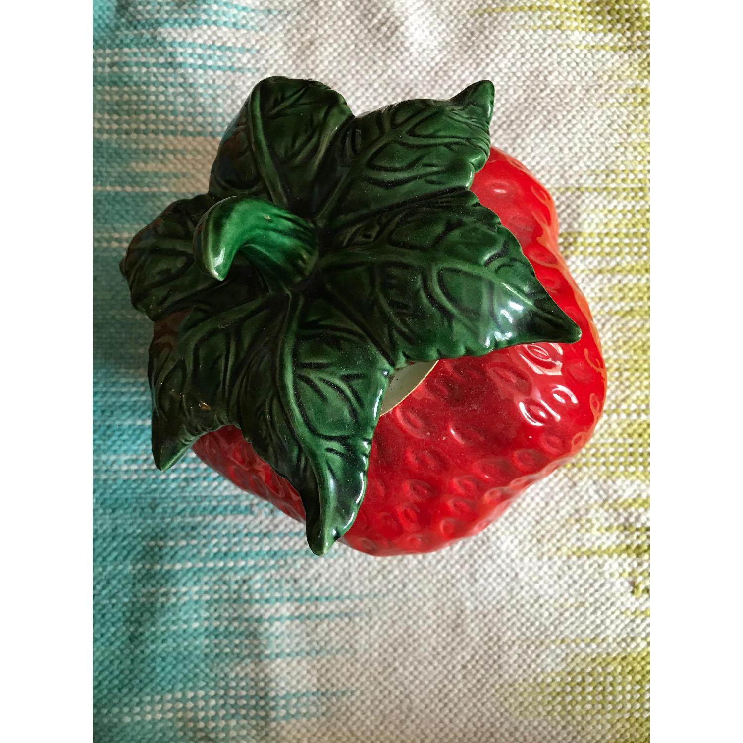 Over & Back Portugal Vintage Strawberry Ceramic Cookie Jar - image-1