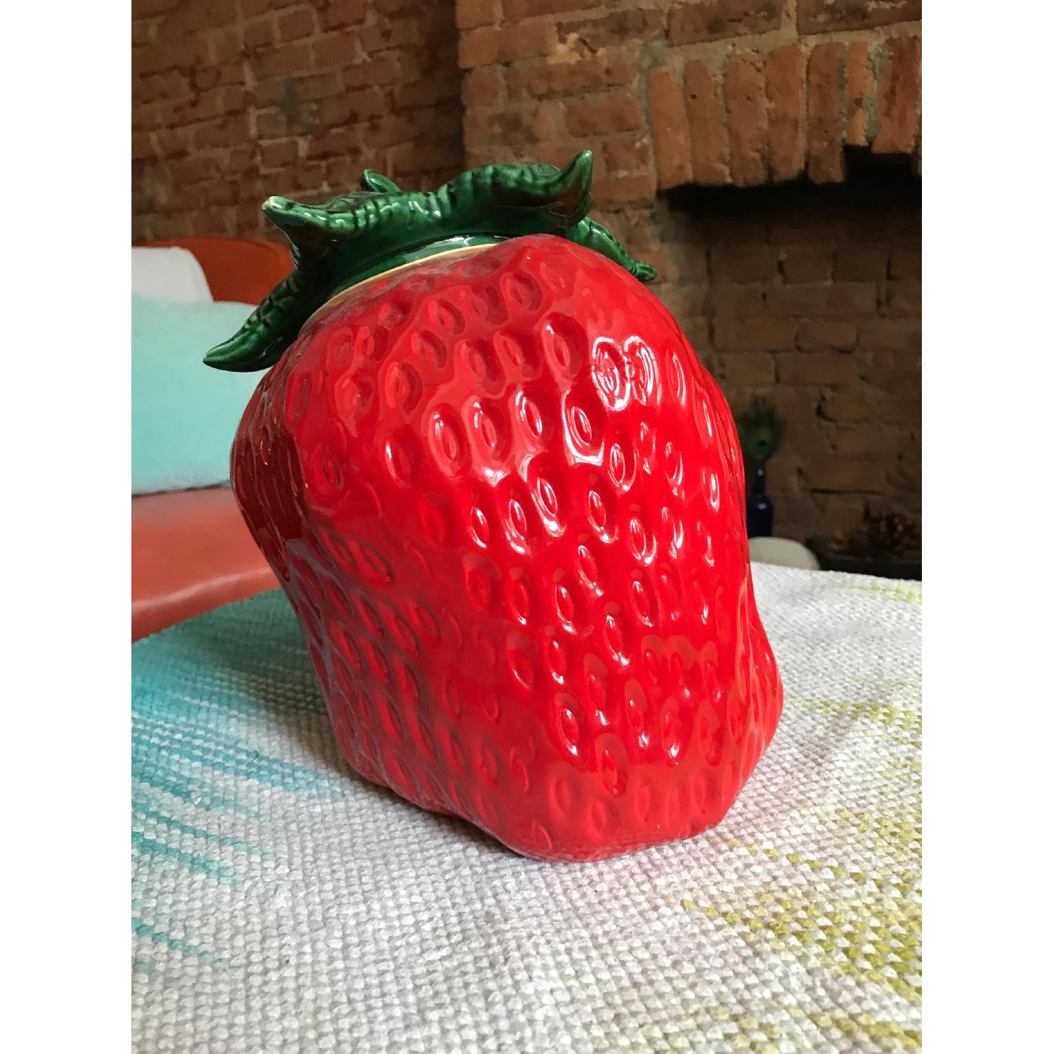 Over & Back Portugal Vintage Strawberry Ceramic Cookie Jar - image-3