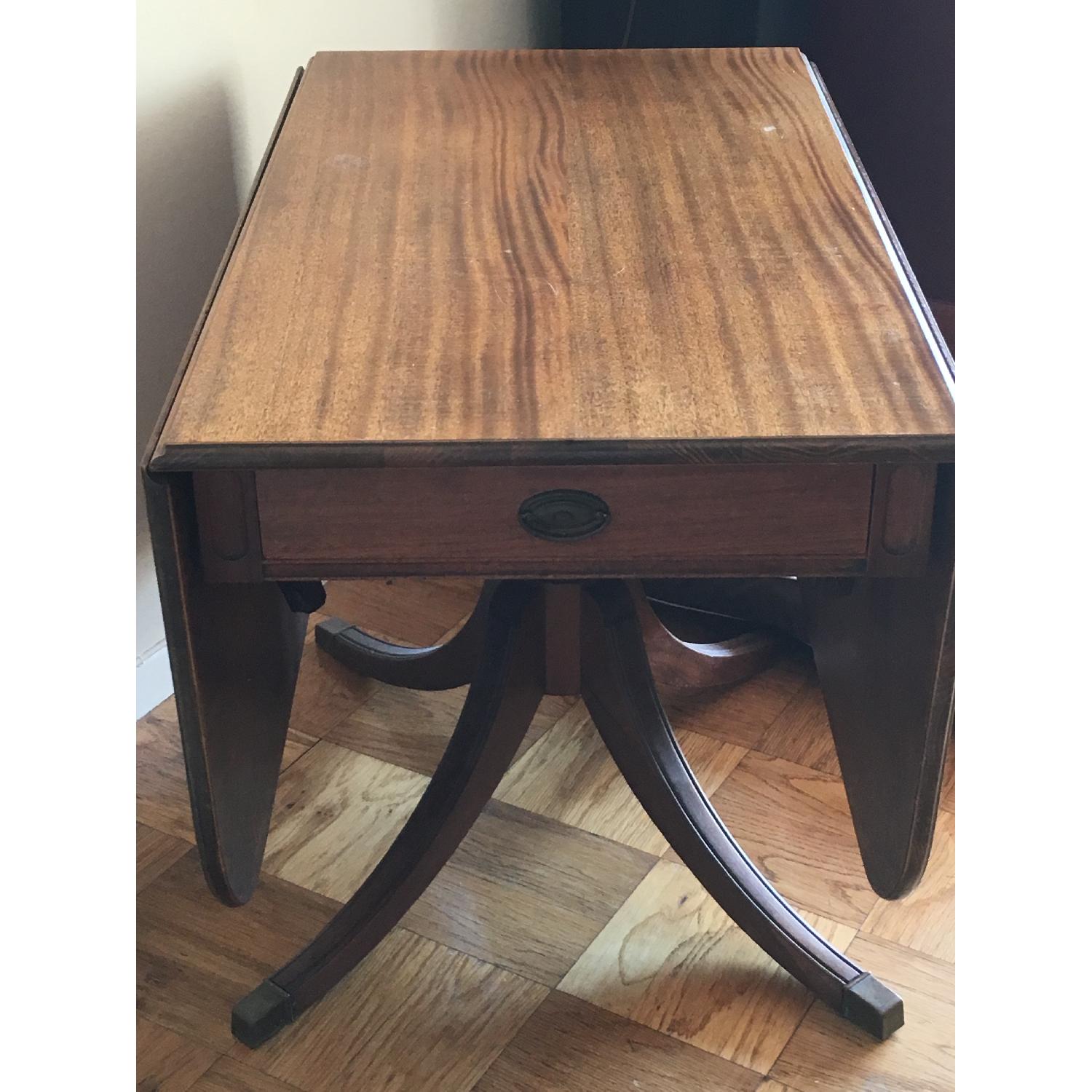 Antique Mahogany Drop-Leaf Dining Table - image-2