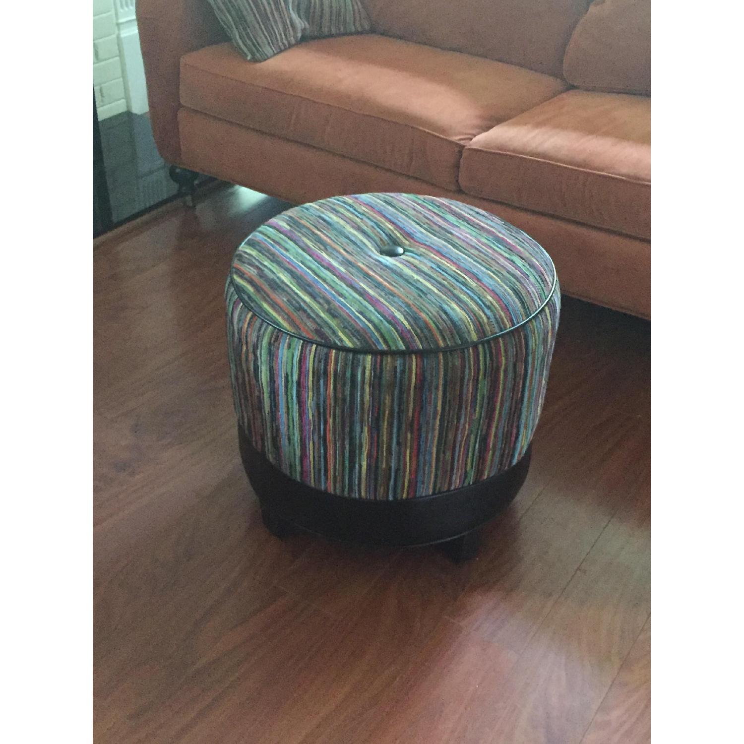 Custom Microsuede Couch w/ 2 Throw Pillows & Ottoman - image-1