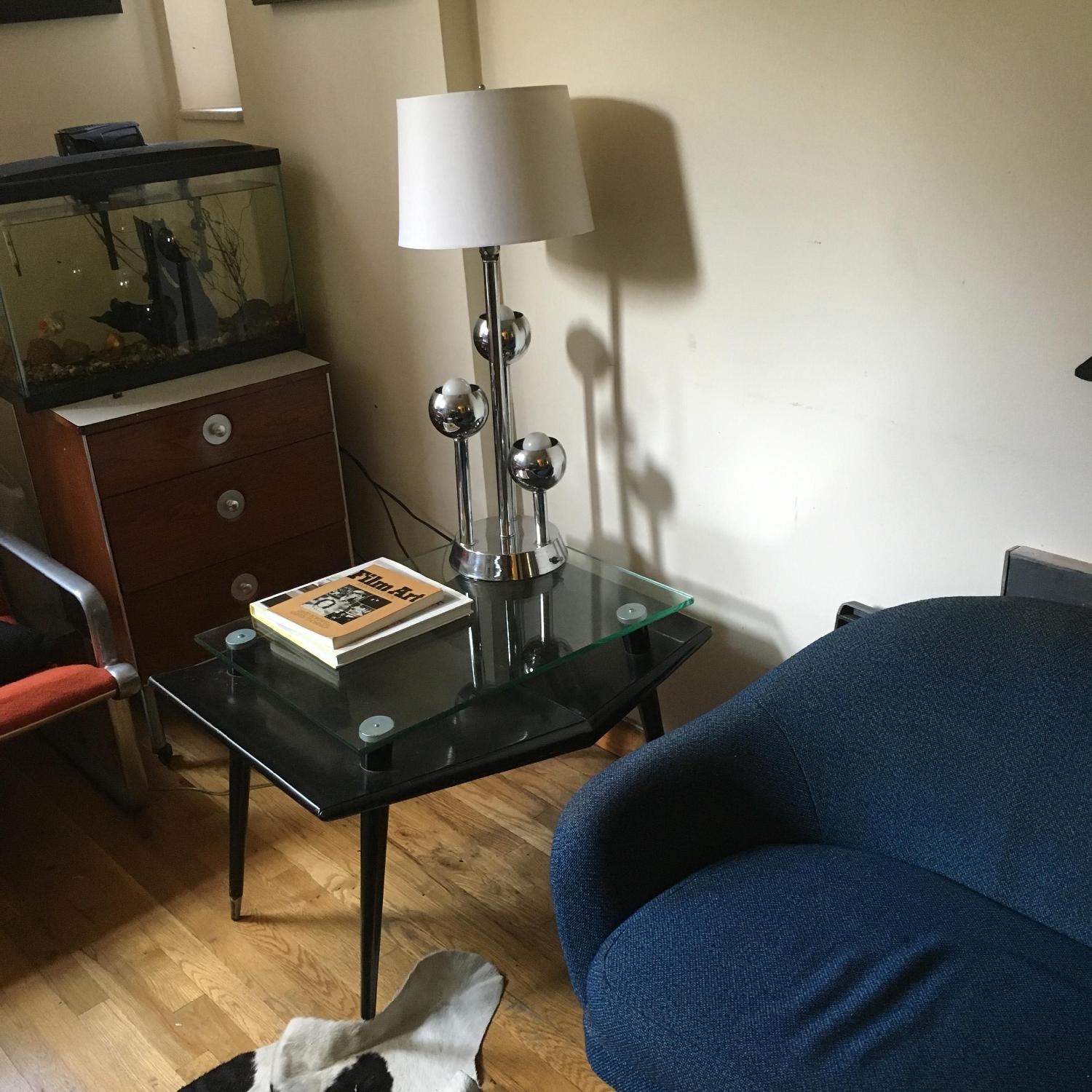 Mid-Century Modern Black Wood & Glass Side Table - image-4