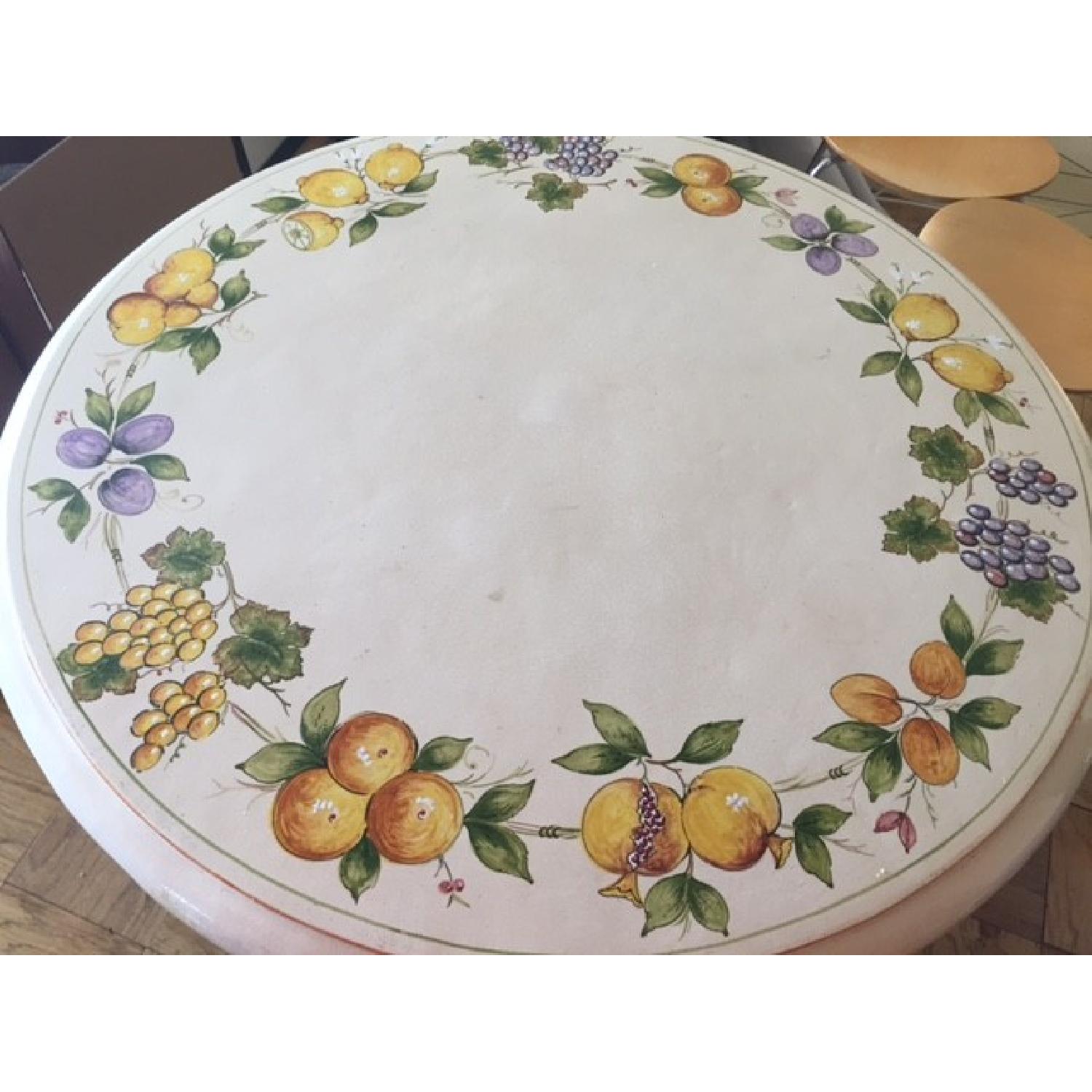 Ceramic Italian Round Table w/ Wrought Iron Stand/Legs - image-2