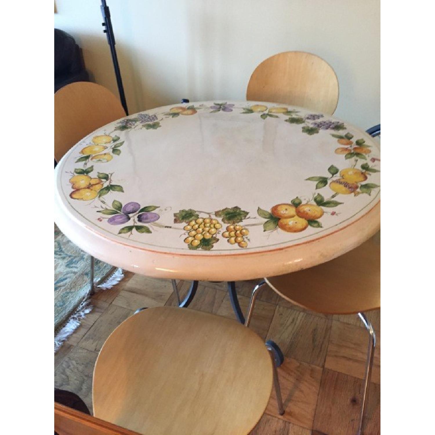 Ceramic Italian Round Table w/ Wrought Iron Stand/Legs - image-3