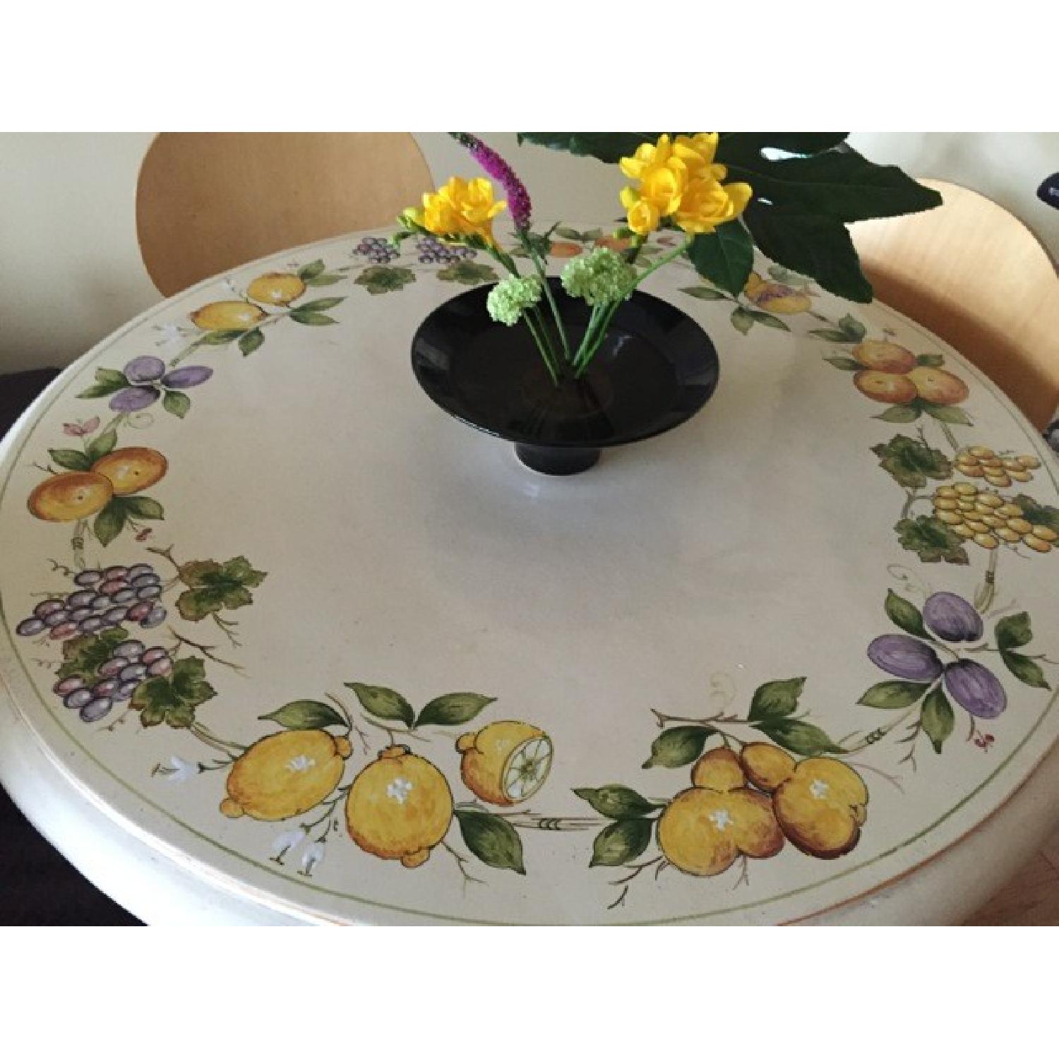 Ceramic Italian Round Table w/ Wrought Iron Stand/Legs - image-4