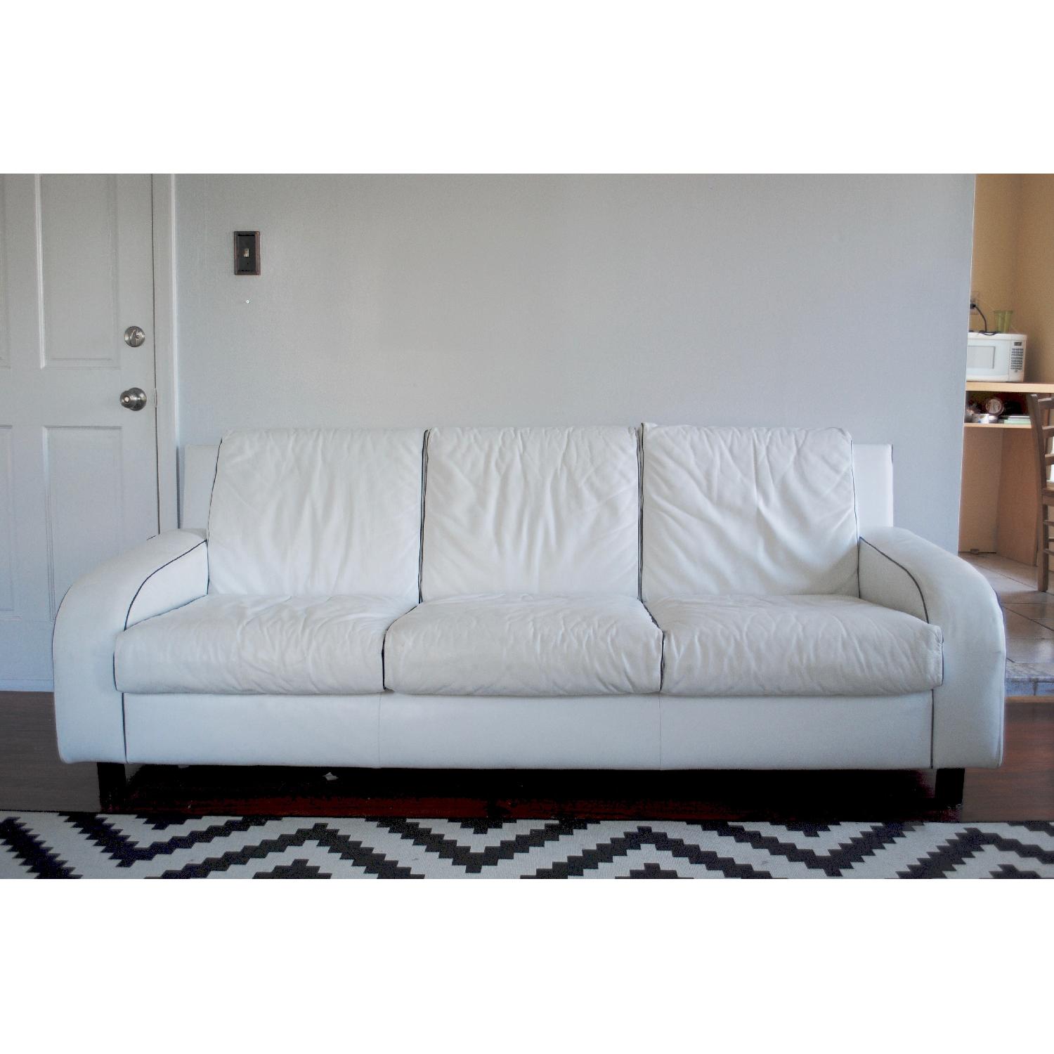 Pace White Leather Sofa - image-1