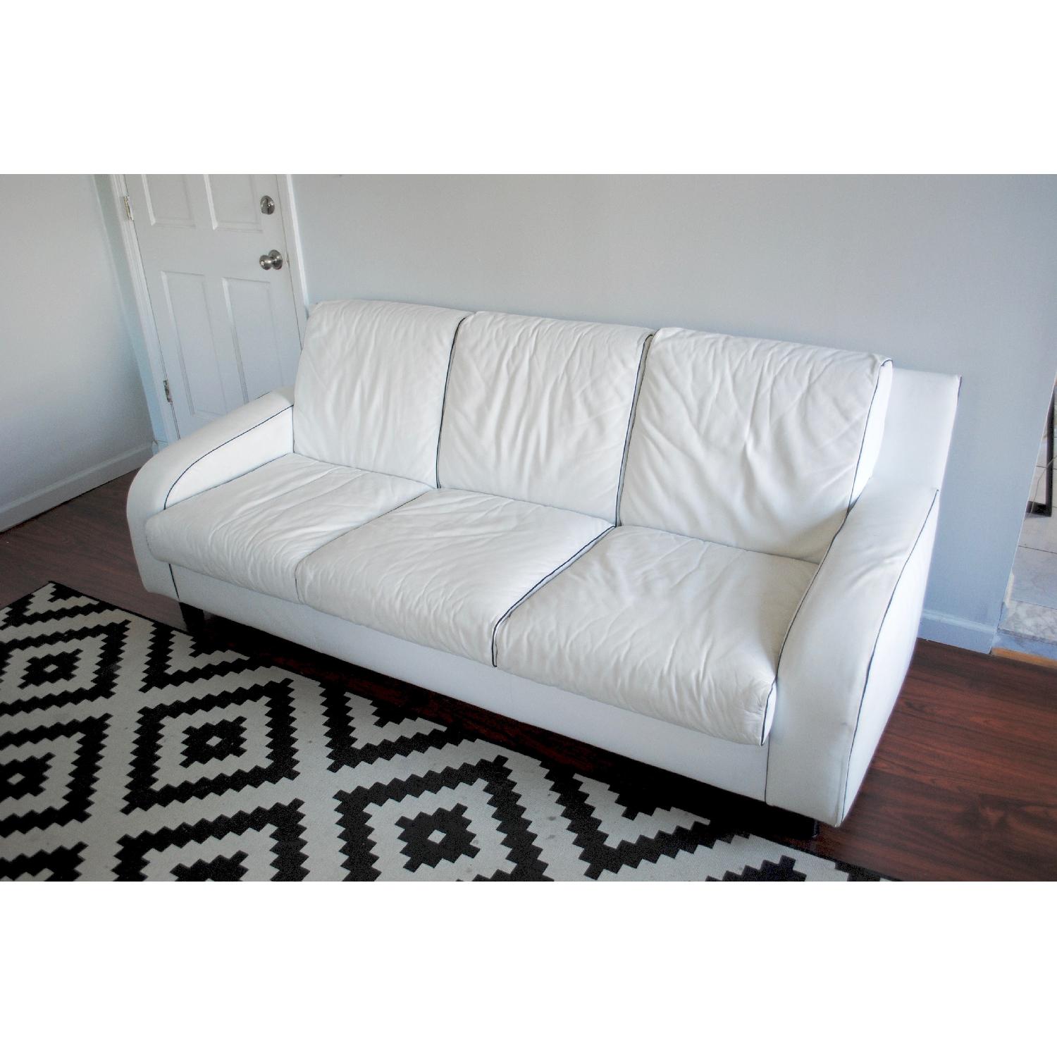 Pace White Leather Sofa - image-5