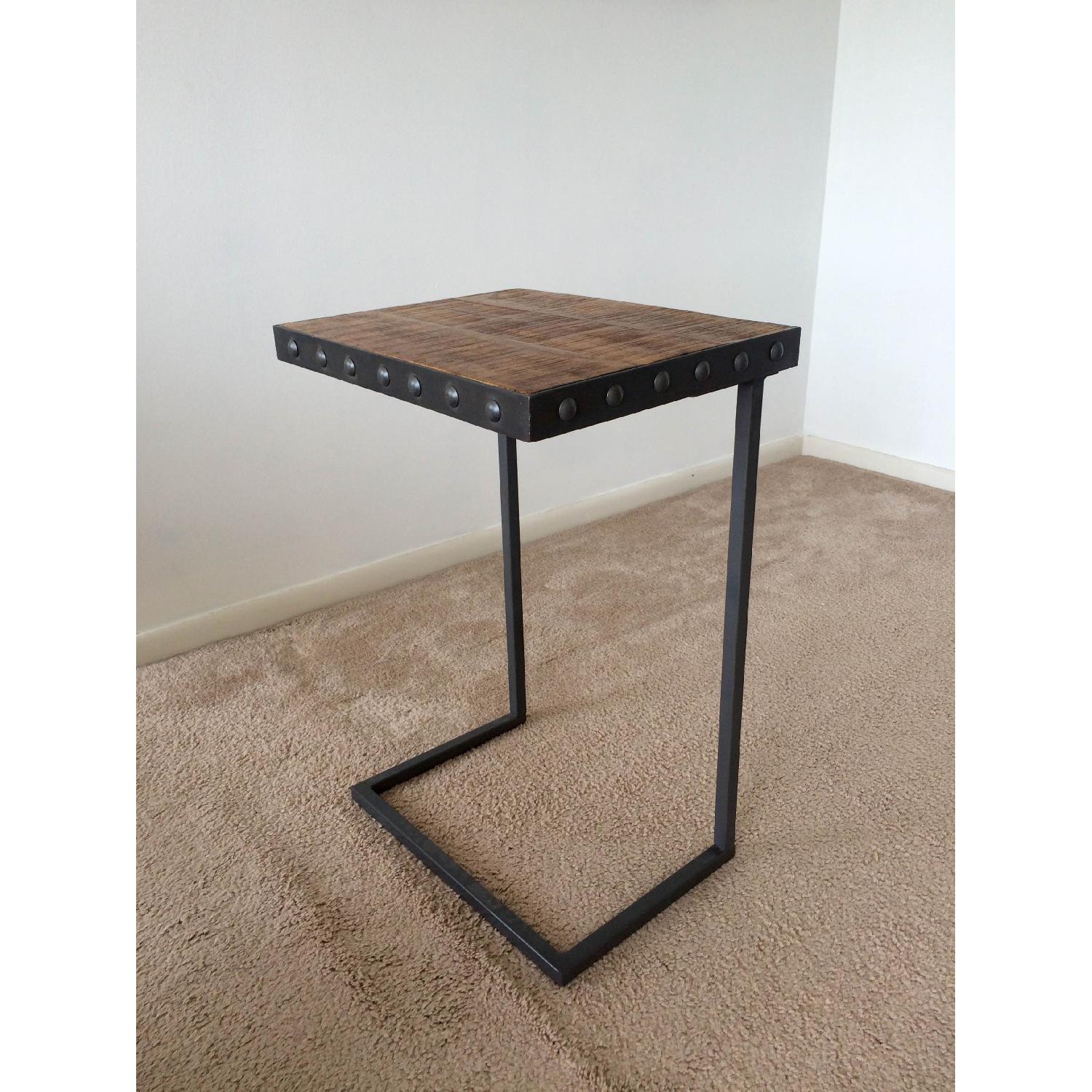 Wood & Metal End Table/Laptop Table - image-1