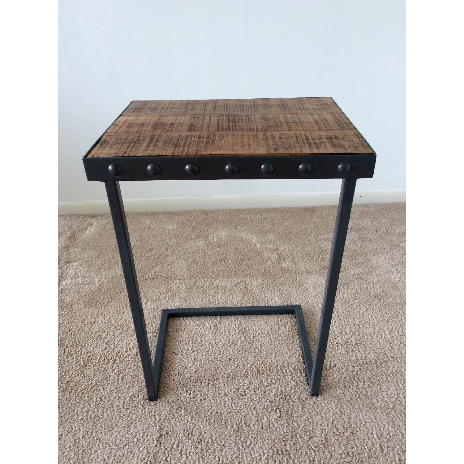 Wood & Metal End Table/Laptop Table - image-2