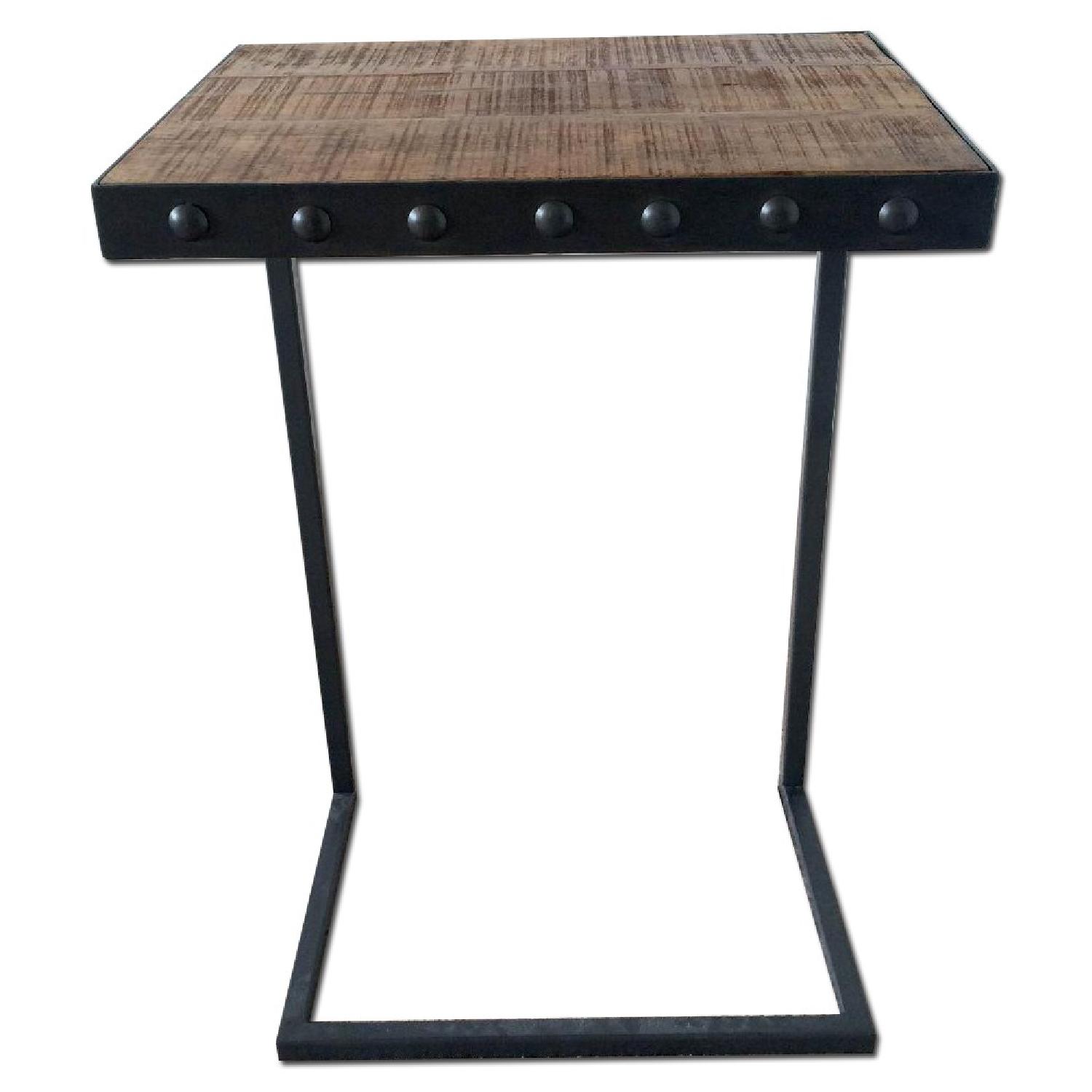 Wood & Metal End Table/Laptop Table - image-0