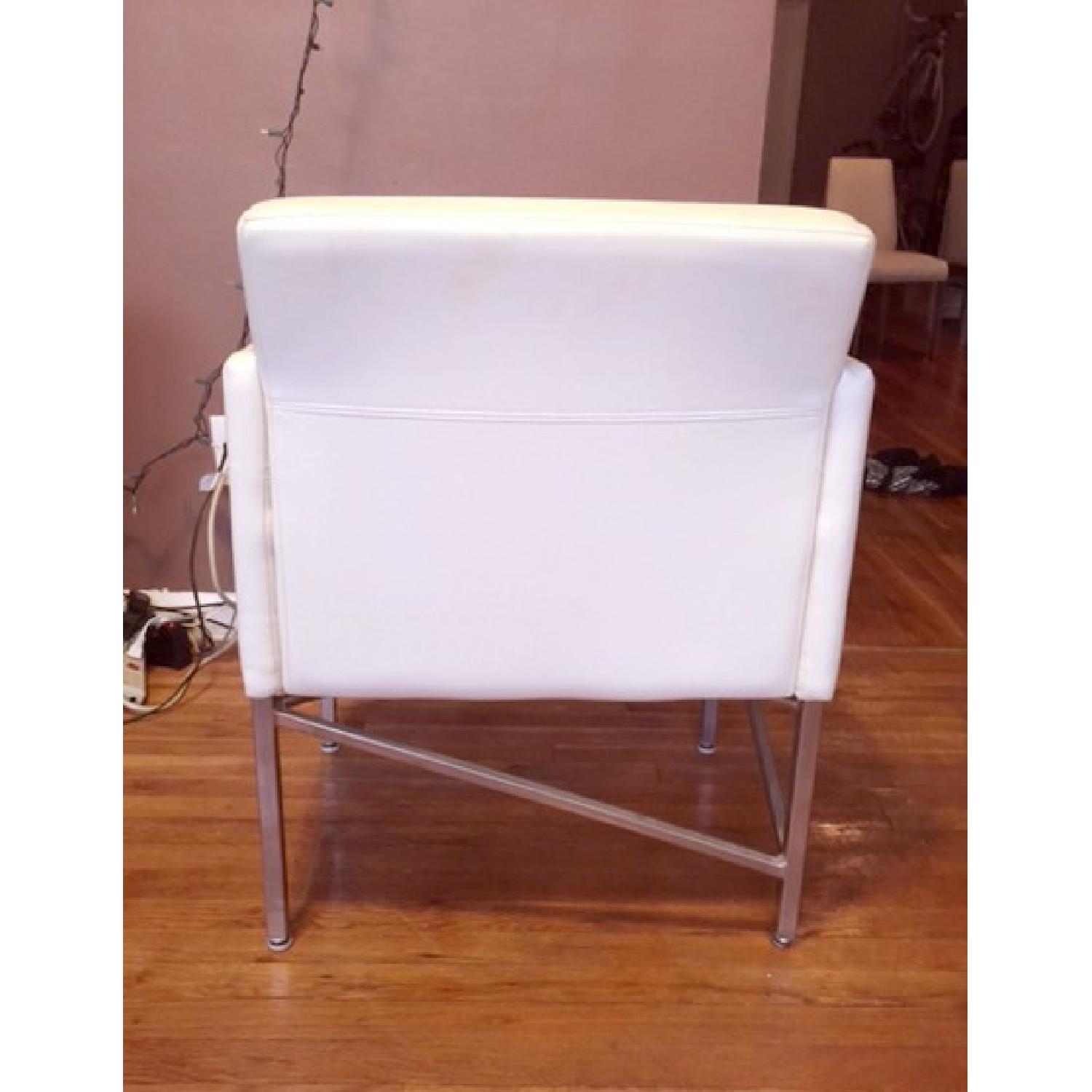 White Faux Leather Chairs w/ Metal Frame - image-3